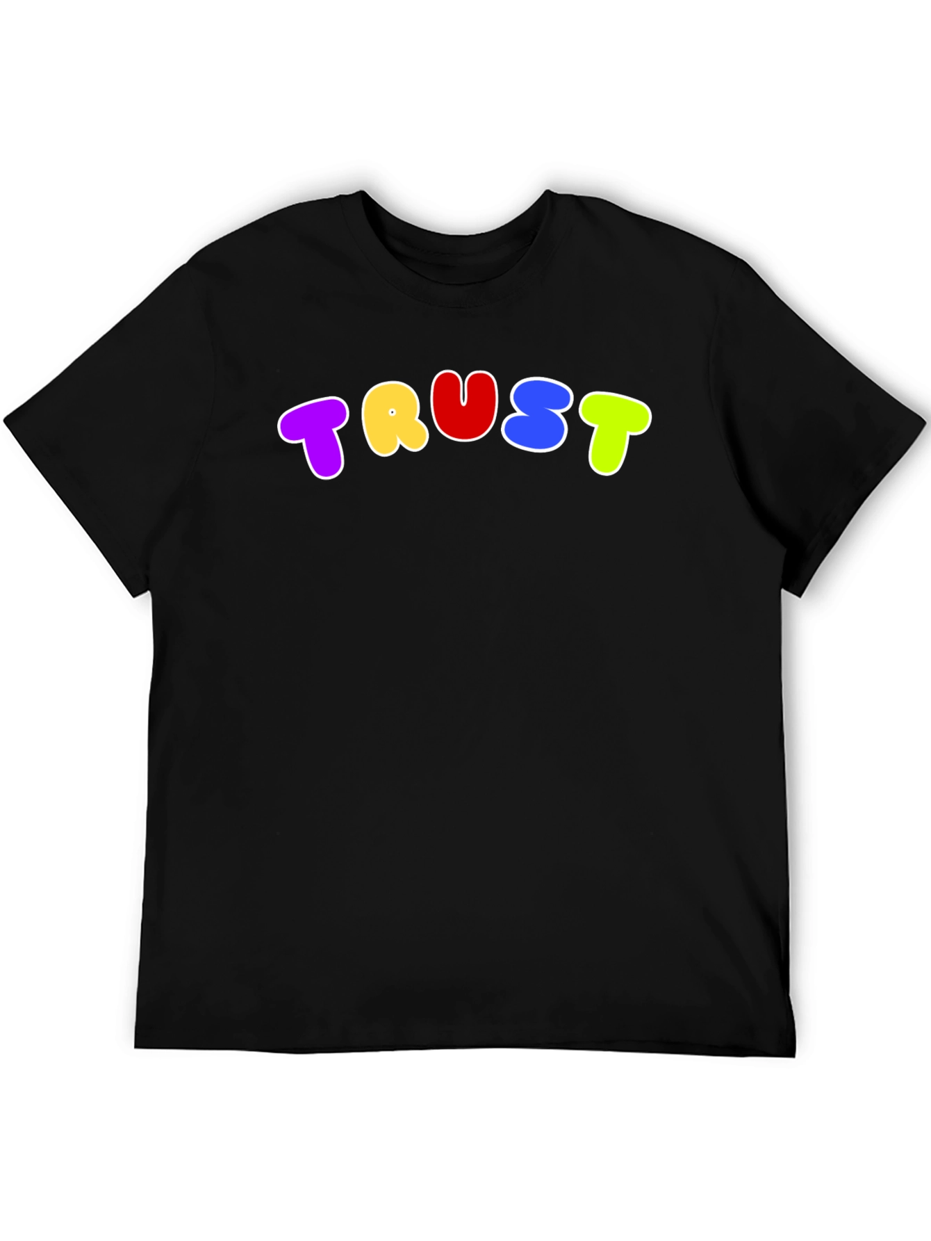 Black Colorful "TRUST" Graphic Black T-Shirt view 5