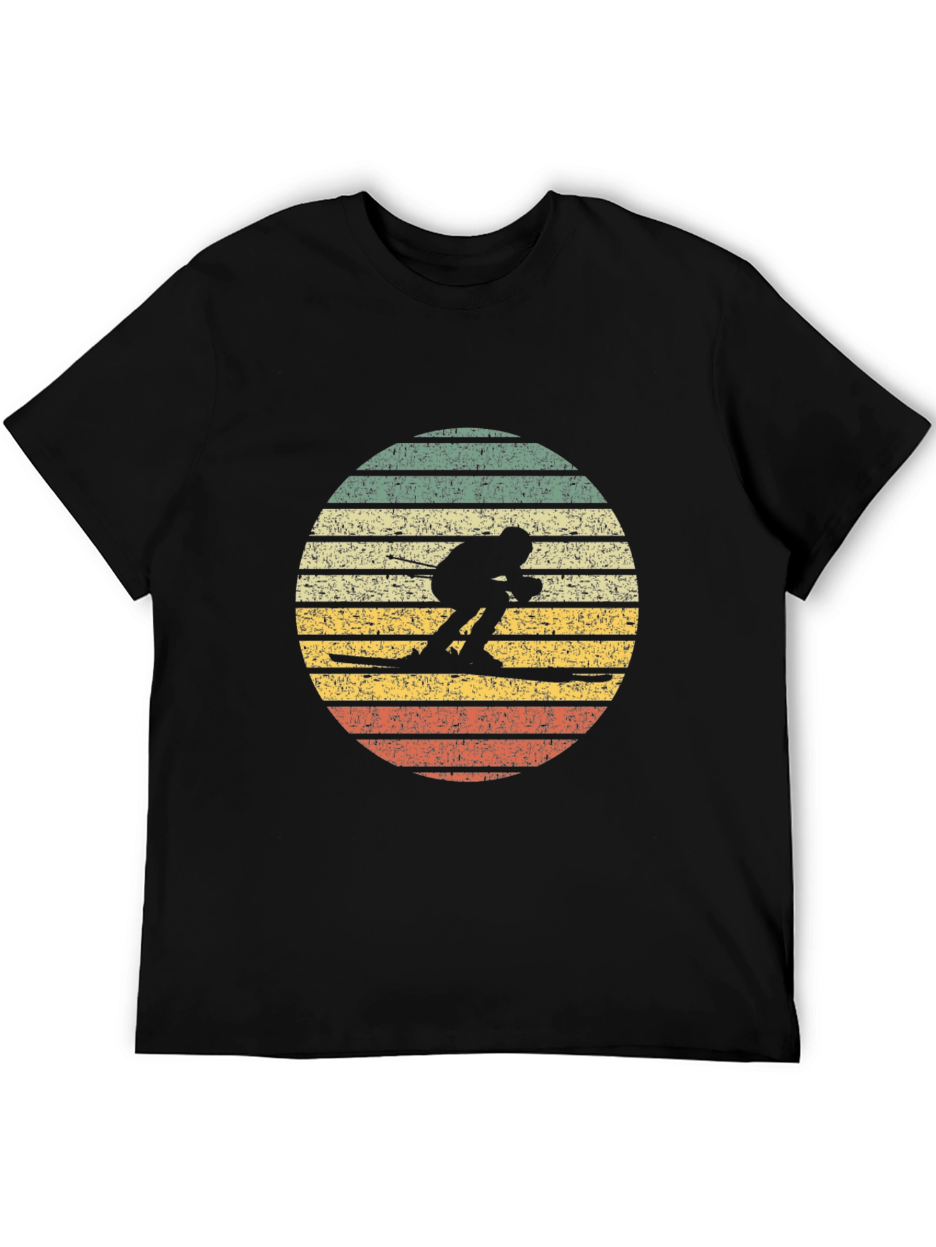 Black Retro Skiing Sunset T-Shirt - Vintage Style view 5