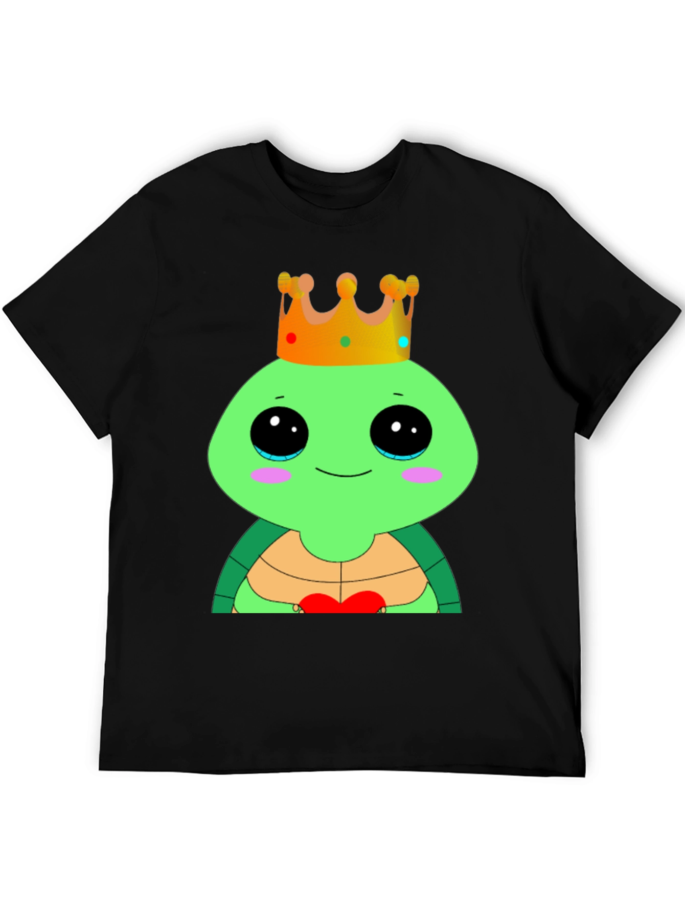 Black Cute Cartoon Turtle King T-Shirt view 5