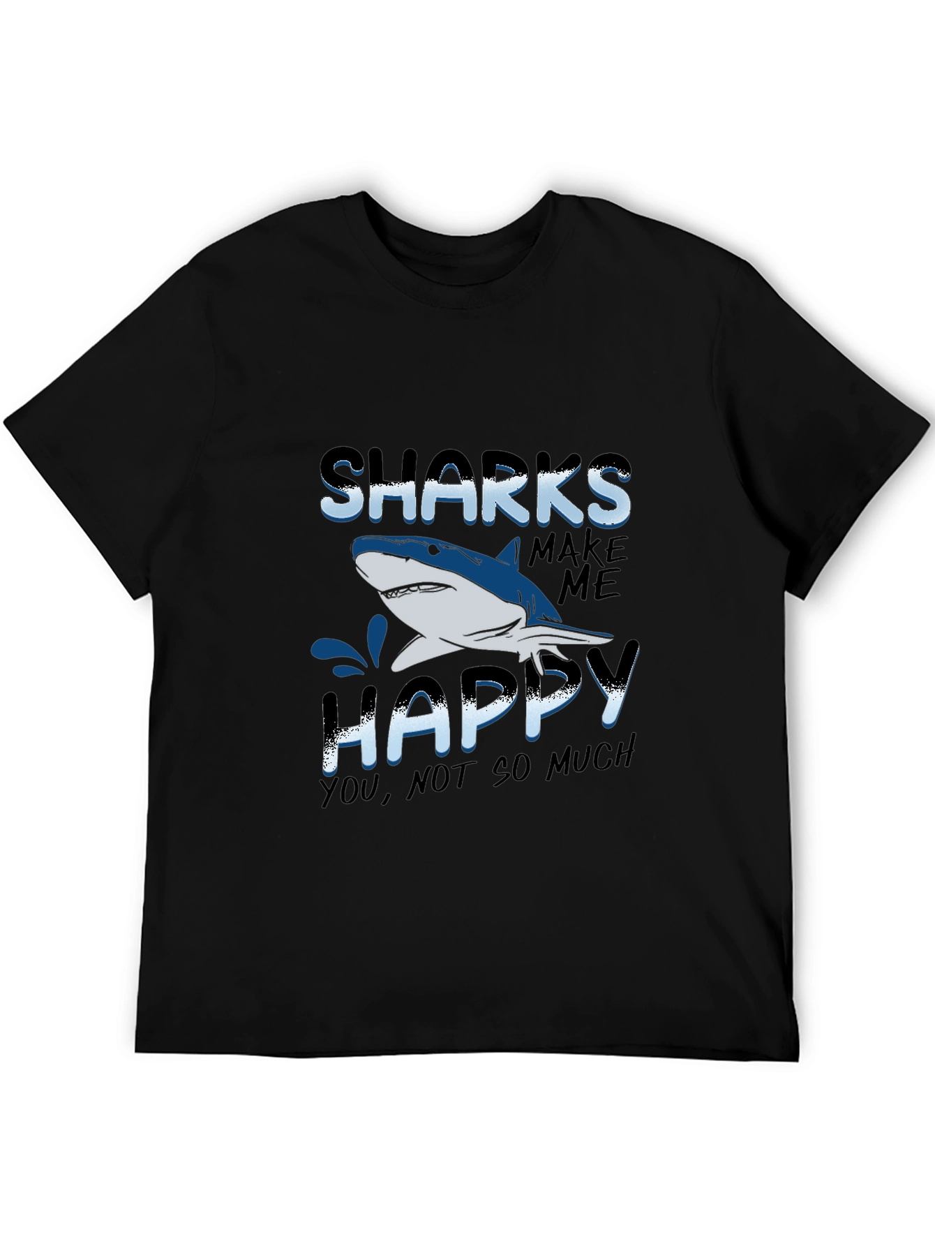 Black Sharks Make Me Happy Graphic T-Shirt view 5