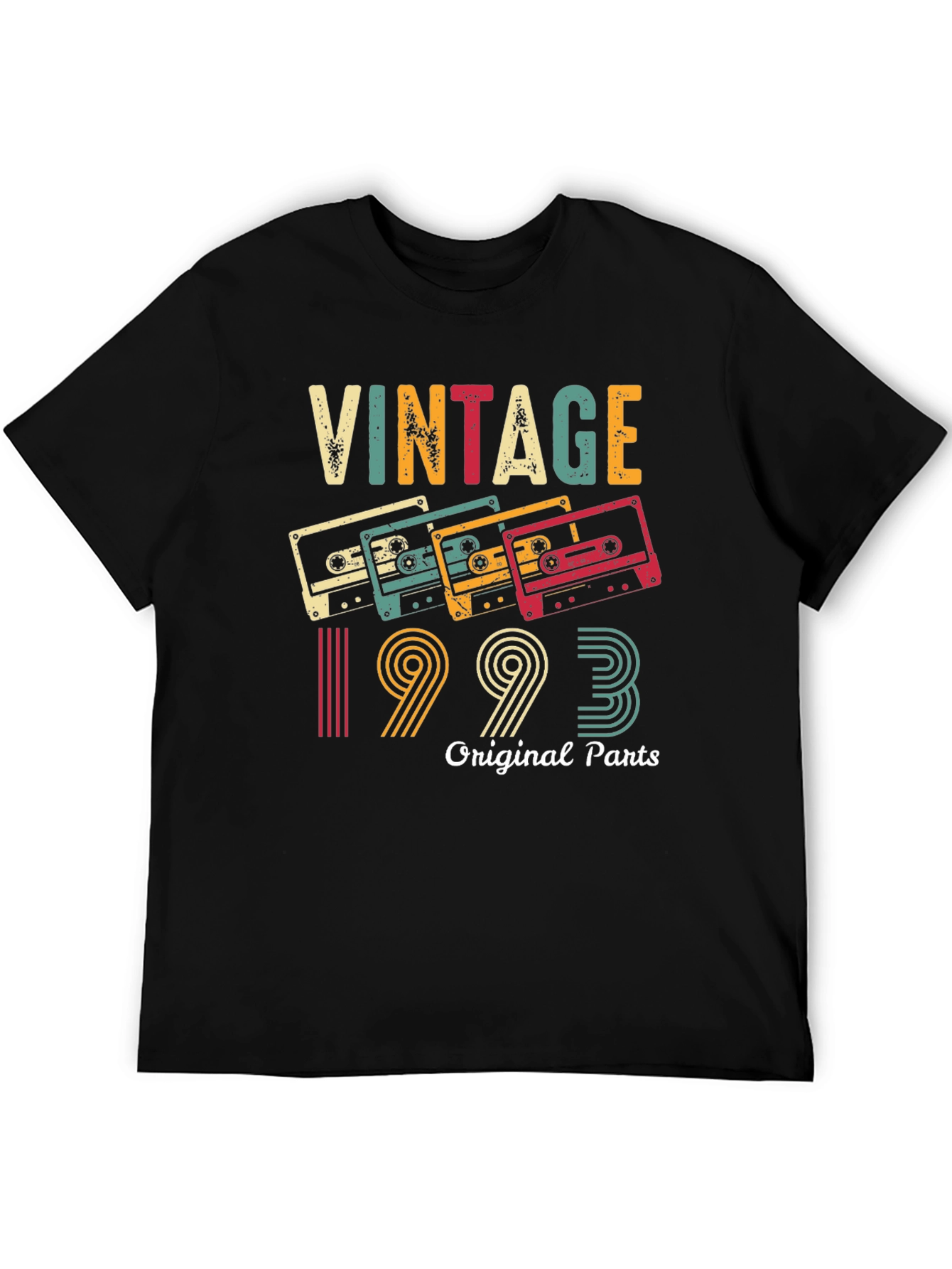 Black Vintage 1993 Original Parts Cassette Tape Graphic Tee view 5