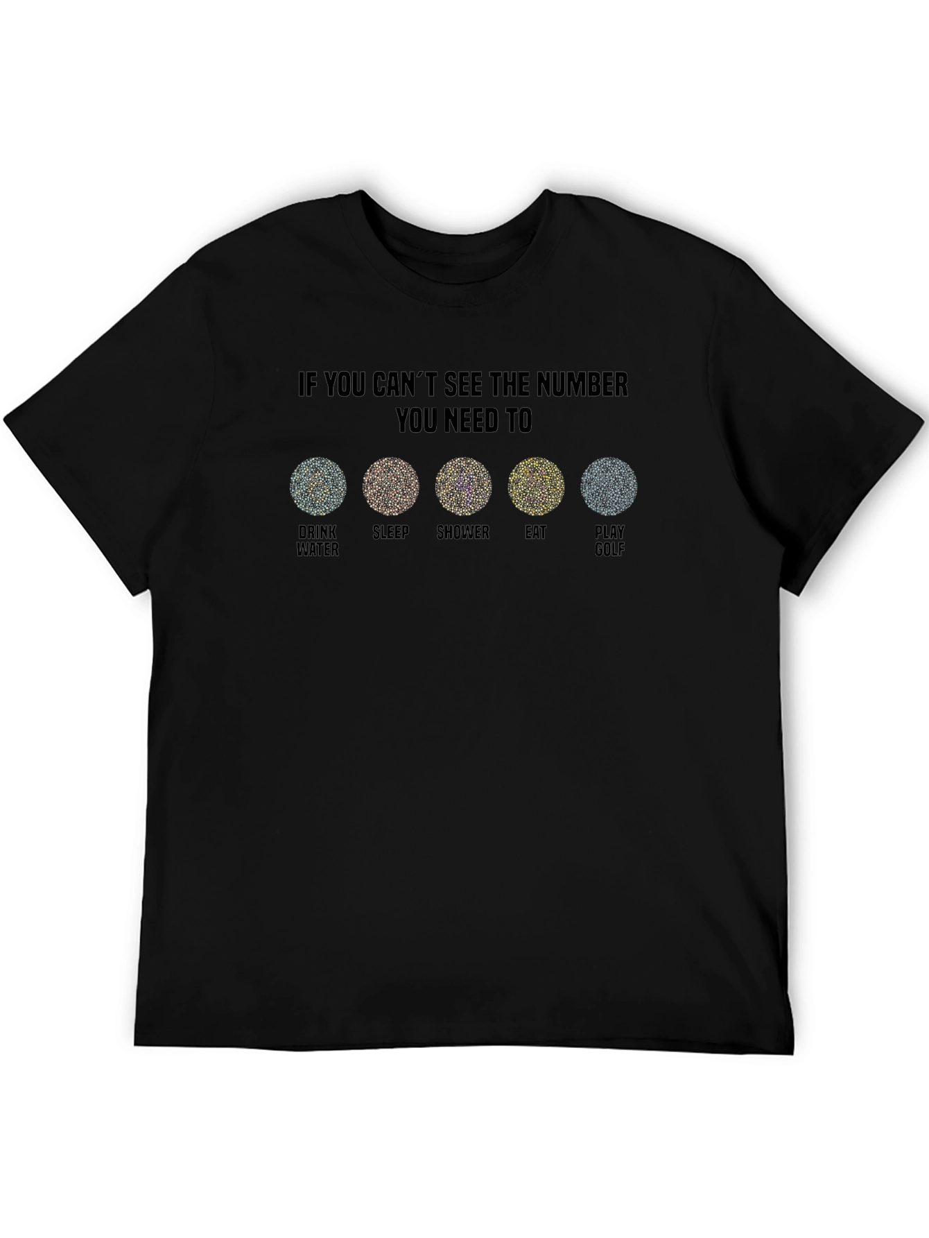 Black Color Blindness Humor T-Shirt - Golf Edition view 5