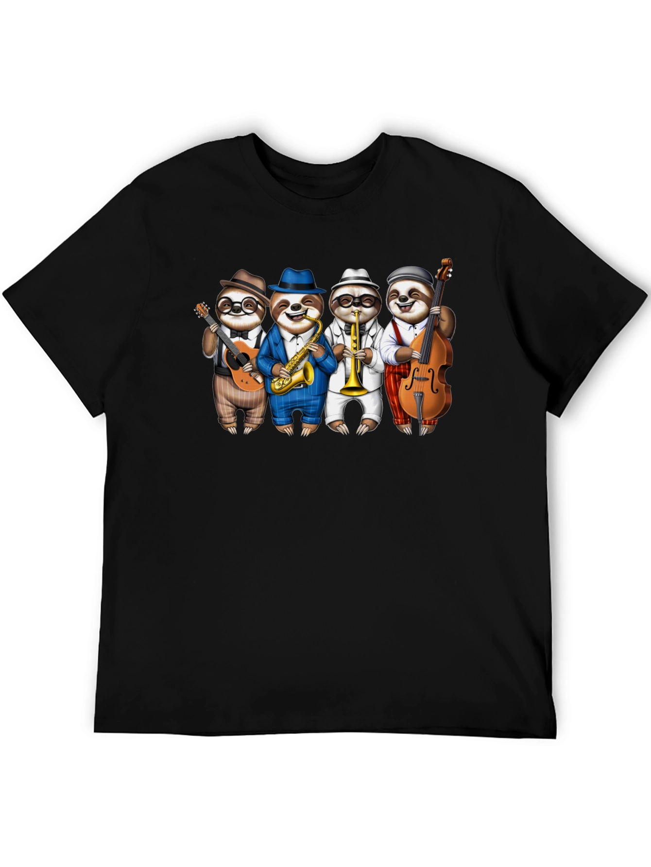 Black Sloth Jazz Band Graphic Tee - Fun & Unique! view 5