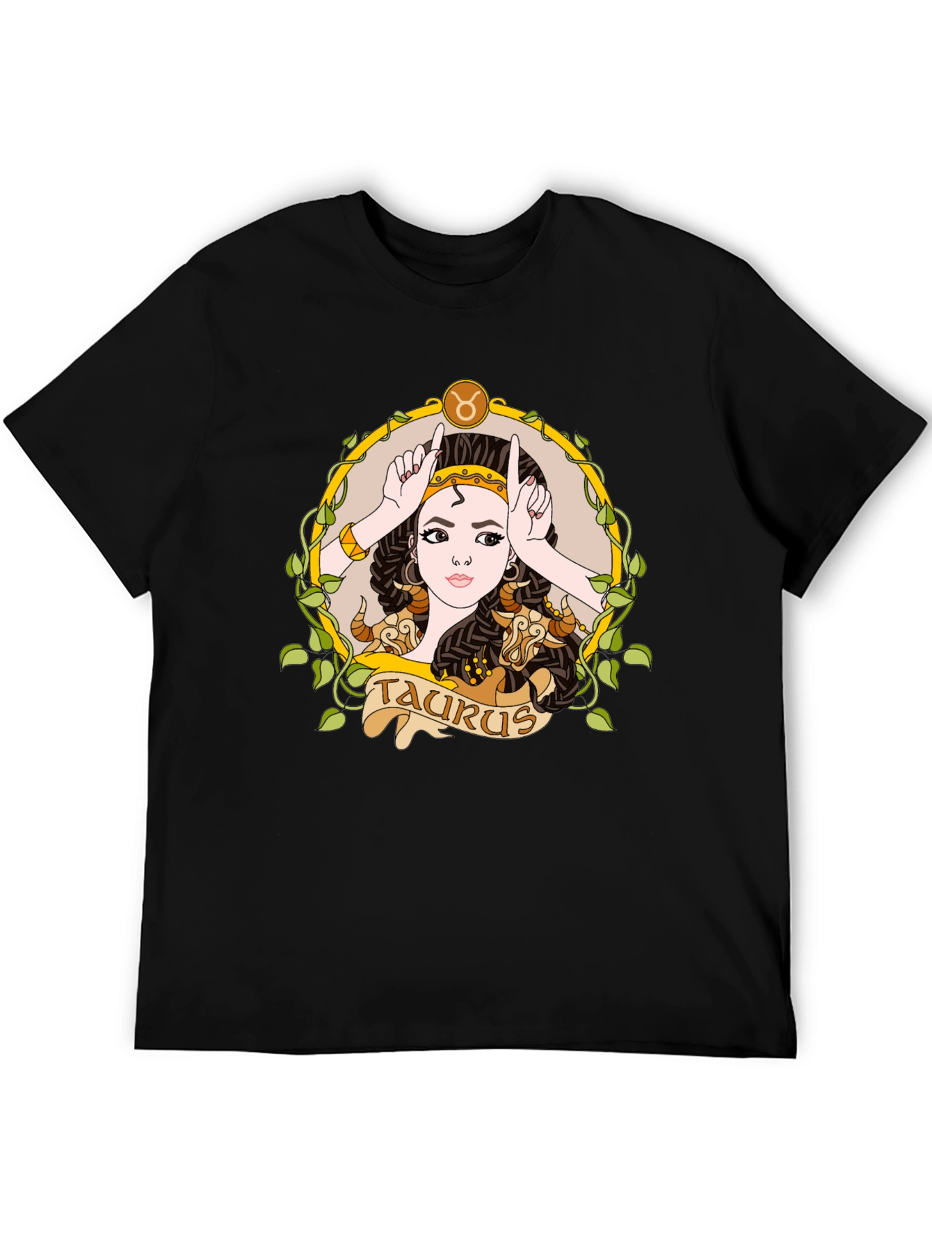 Black Taurus Zodiac Sign Graphic T-Shirt view 5