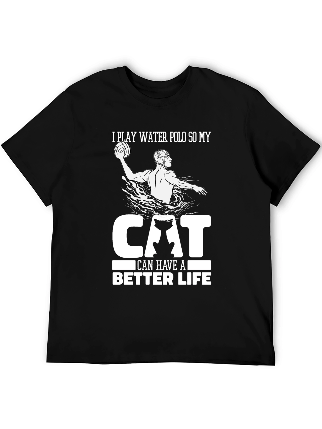 Black Water Polo Cat Lover Graphic Tee view 5