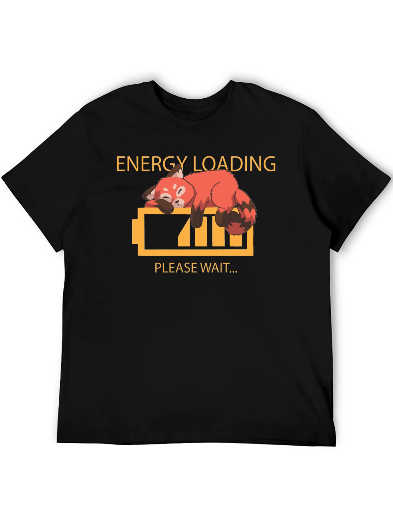 Black Energy Loading Funny Red Panda Graphic T-Shirt view 5