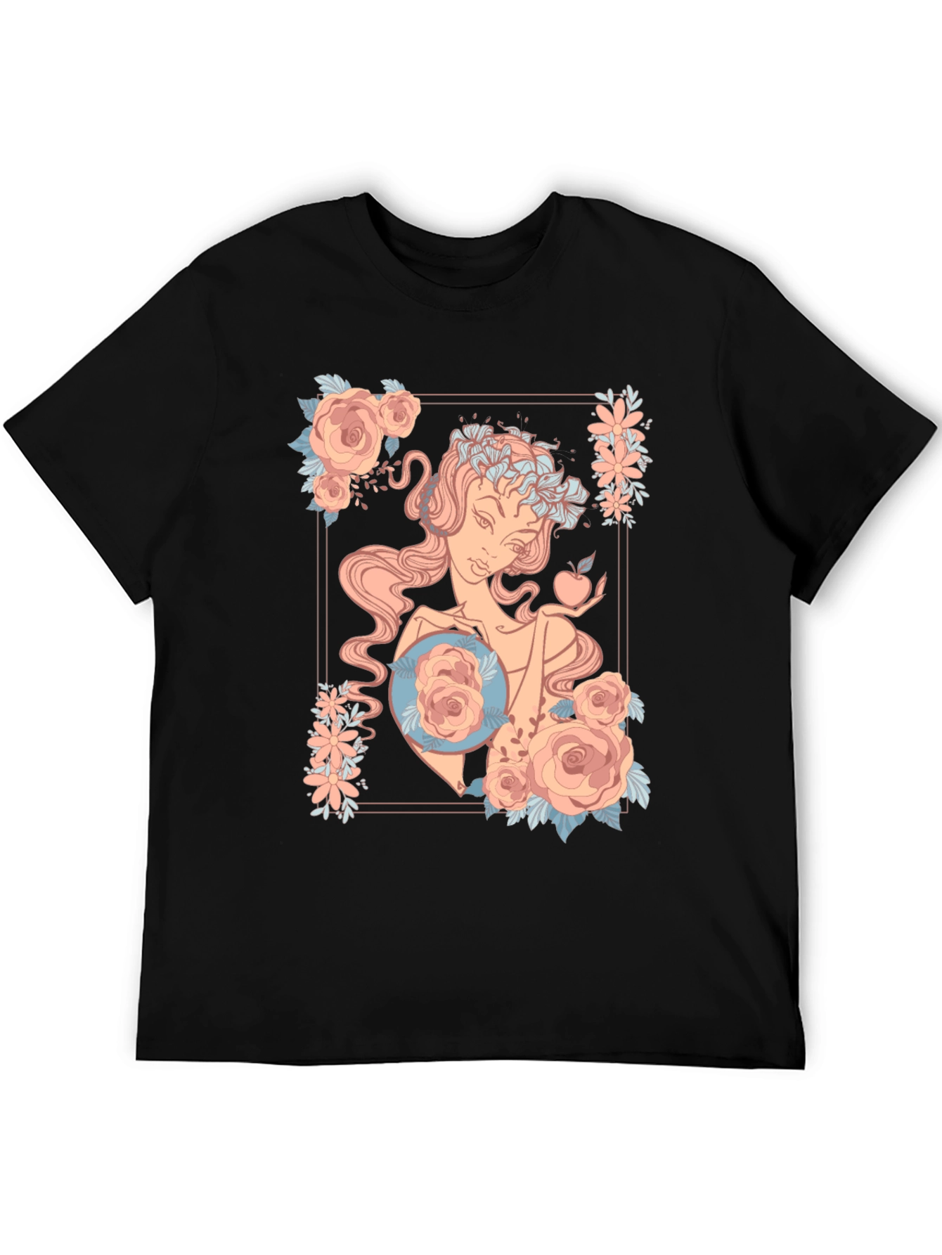 Black Floral Goddess Graphic Black T-Shirt view 5