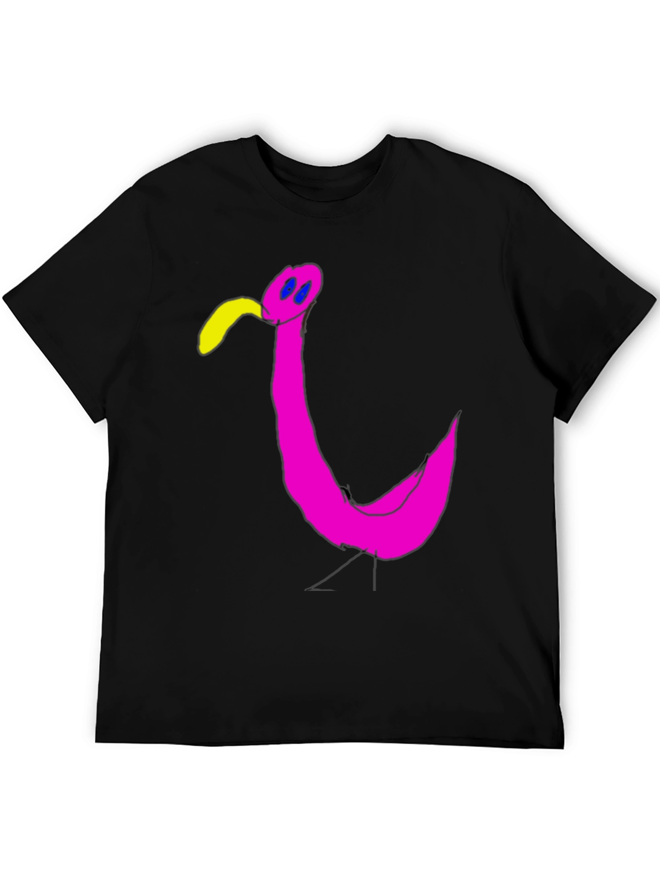 Black Funky Flamingo Black T-Shirt - Unique Graphic Tee view 5