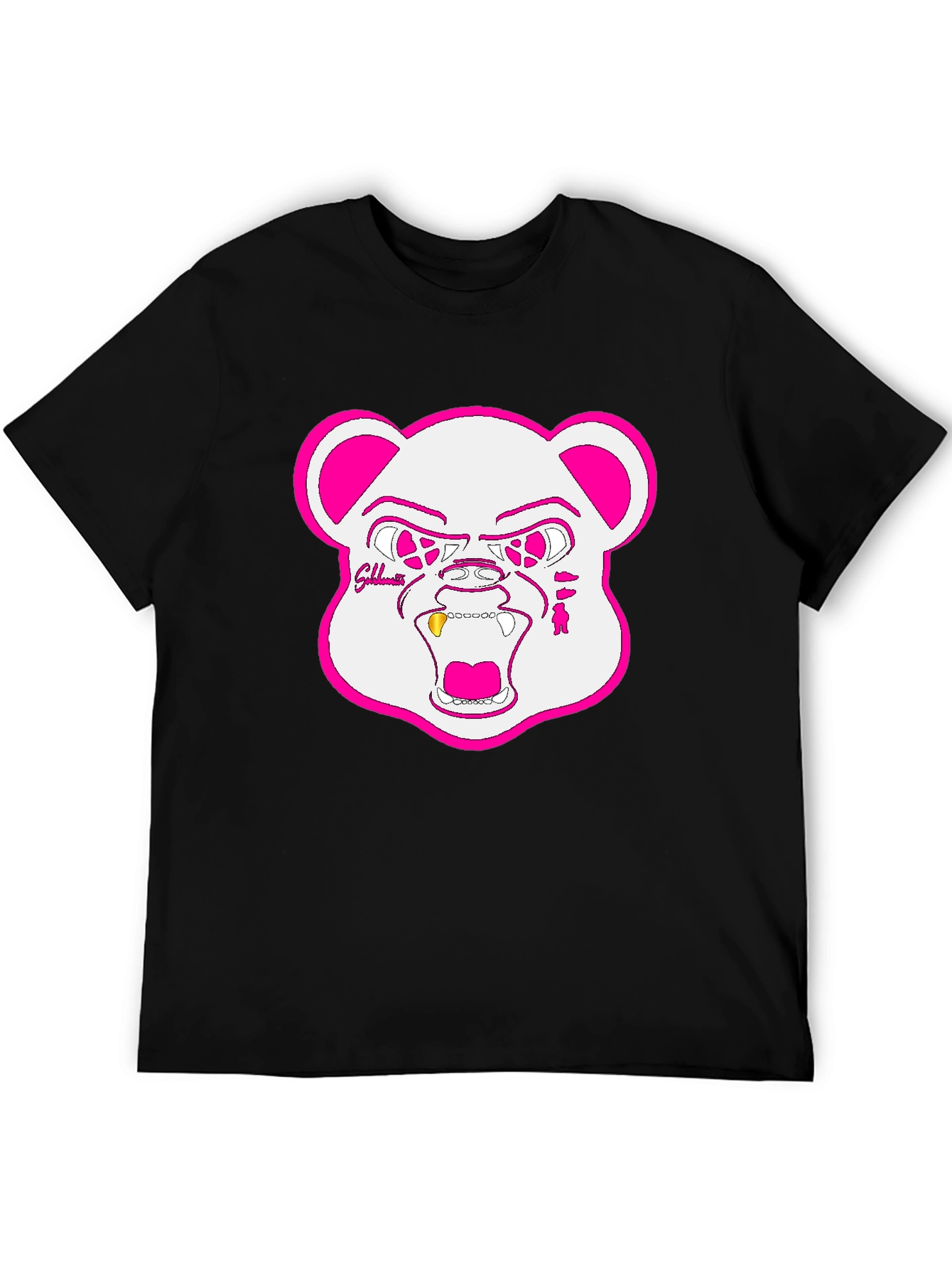 Black Black T-Shirt with Goldteeth Bear Graphic view 5