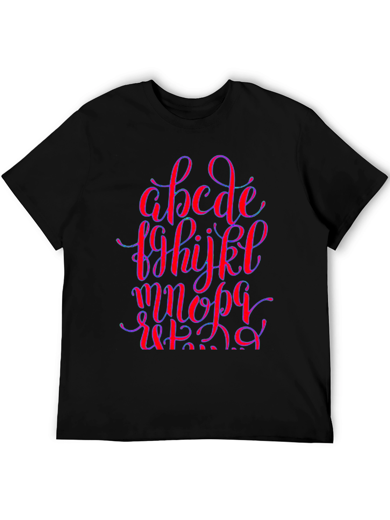 Black Alphabet Graphic Print Black Crew Neck T-Shirt view 5