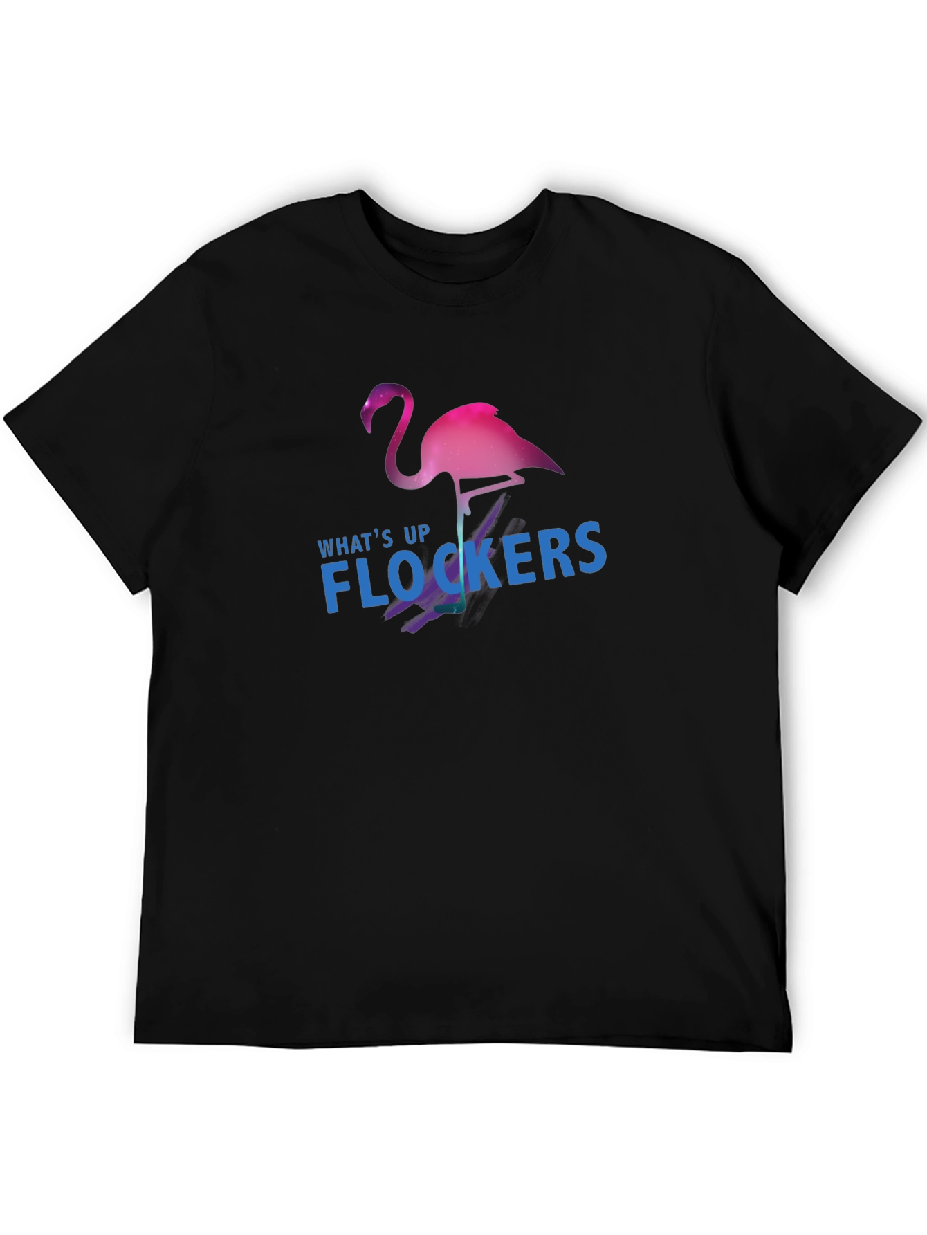 Black What's Up Flockers T-Shirt - Flamingo Graphic Tee view 5