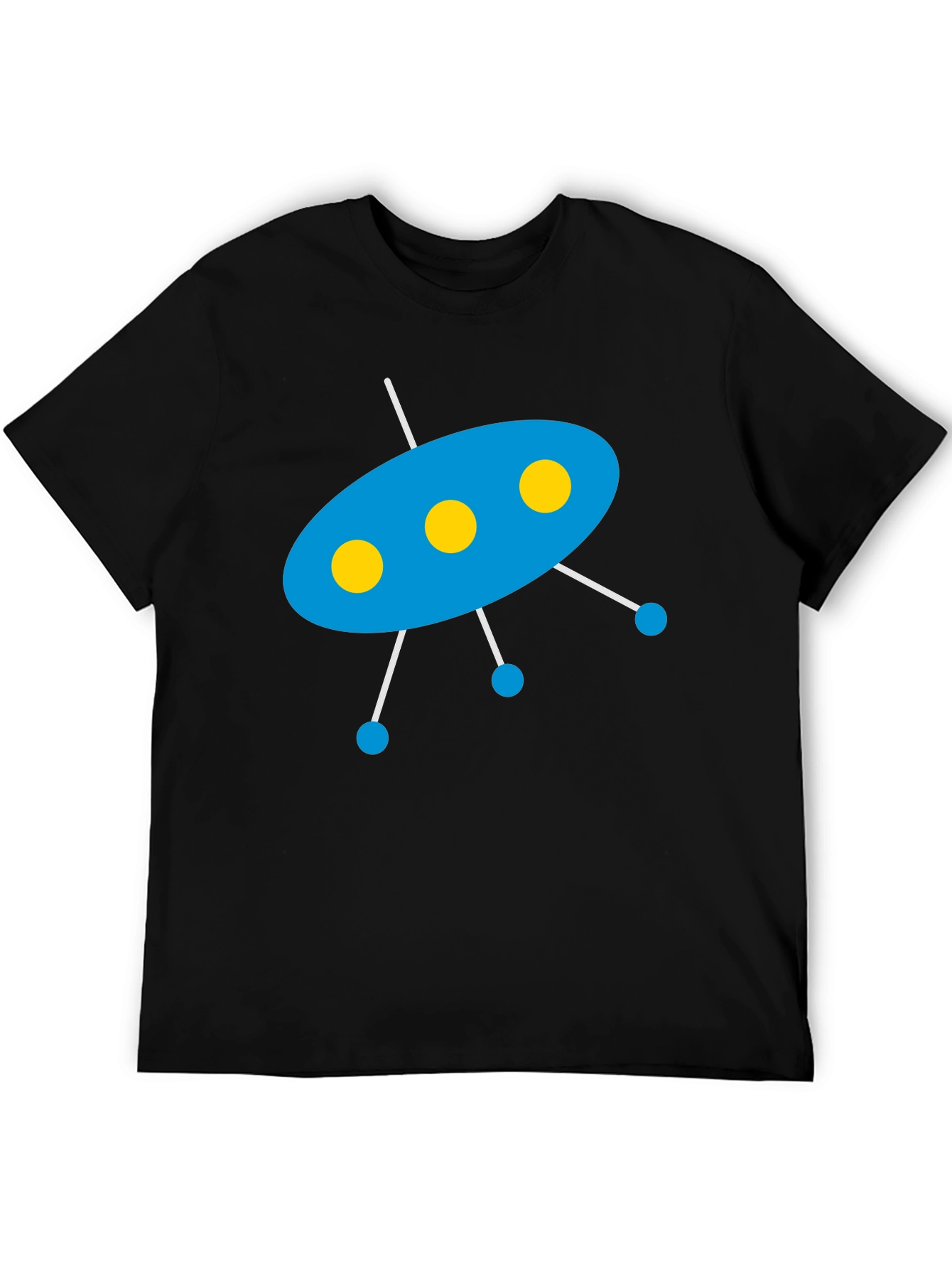 Black UFO Graphic T-Shirt - Black Cotton Blend Tee view 5