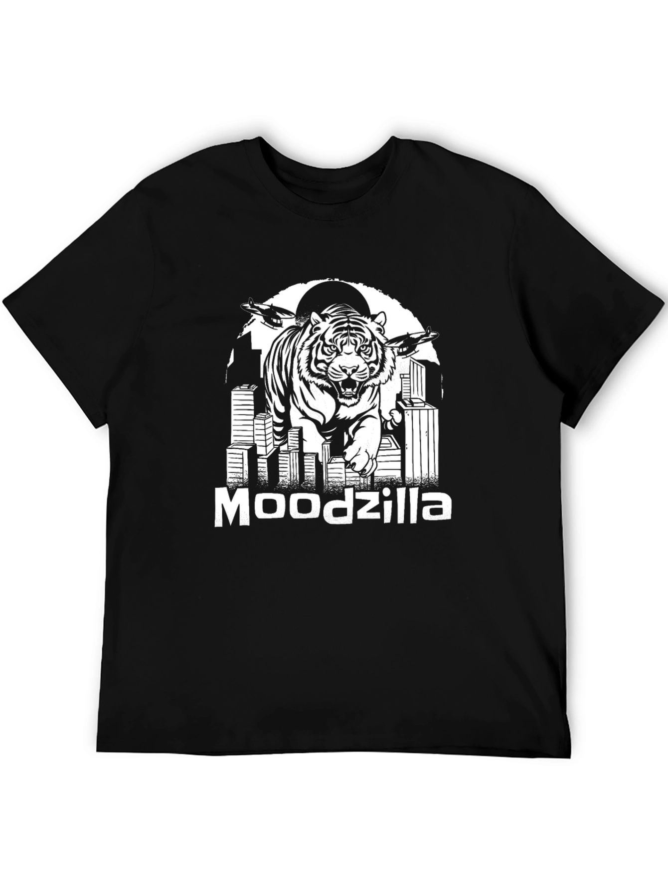Black Moodzilla Tiger Graphic Black T-Shirt view 5