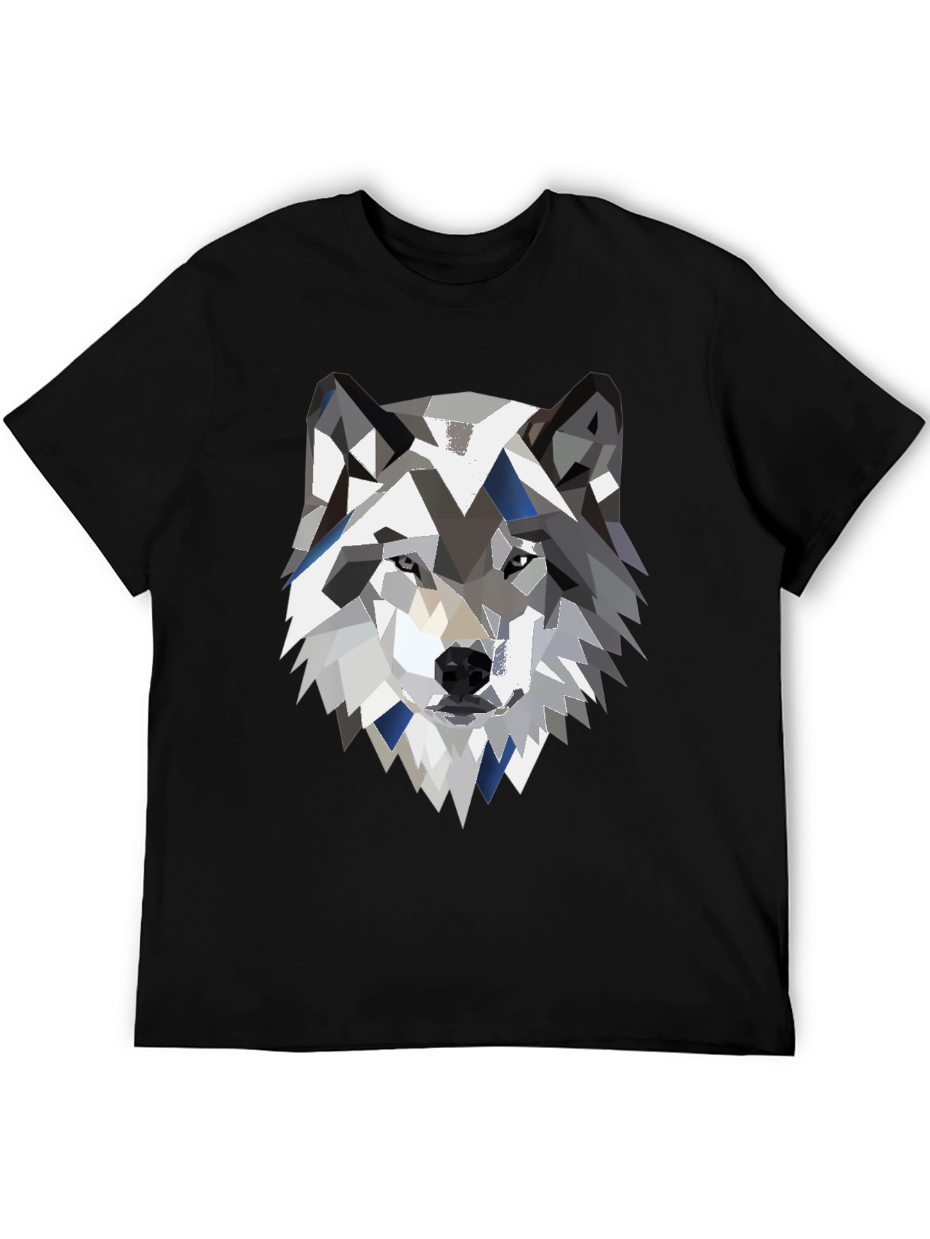 Black Geometric Wolf Graphic Print Black Tee view 5