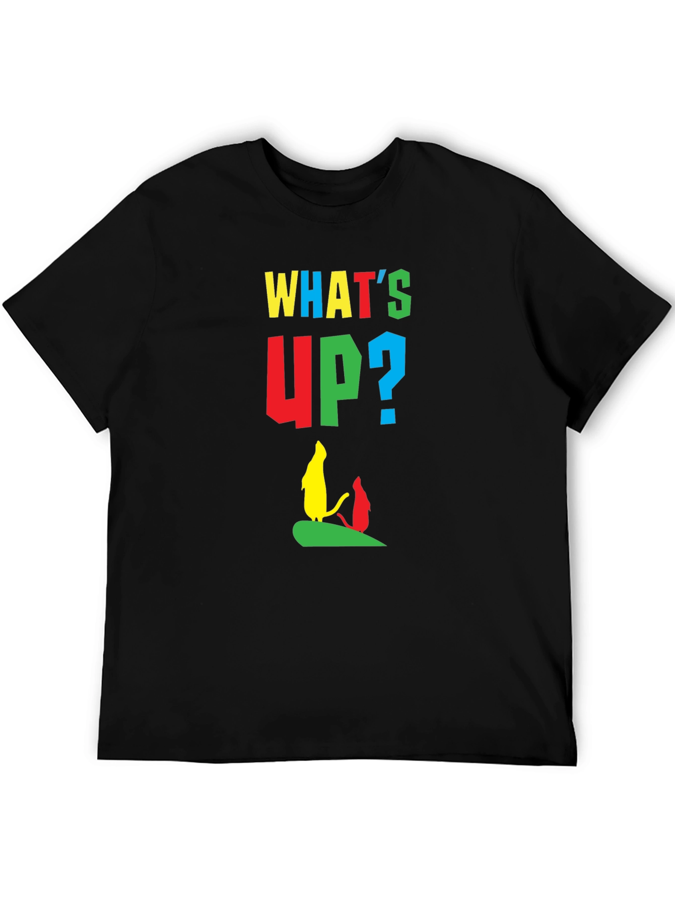 Black Whimsical Cartoon Graphic Tee - What's Up? view 5