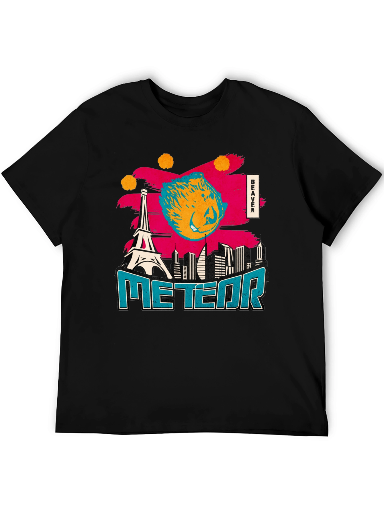 Black Beaver Meteor T-Shirt: Quirky Graphic Tee for Everyday Style view 5