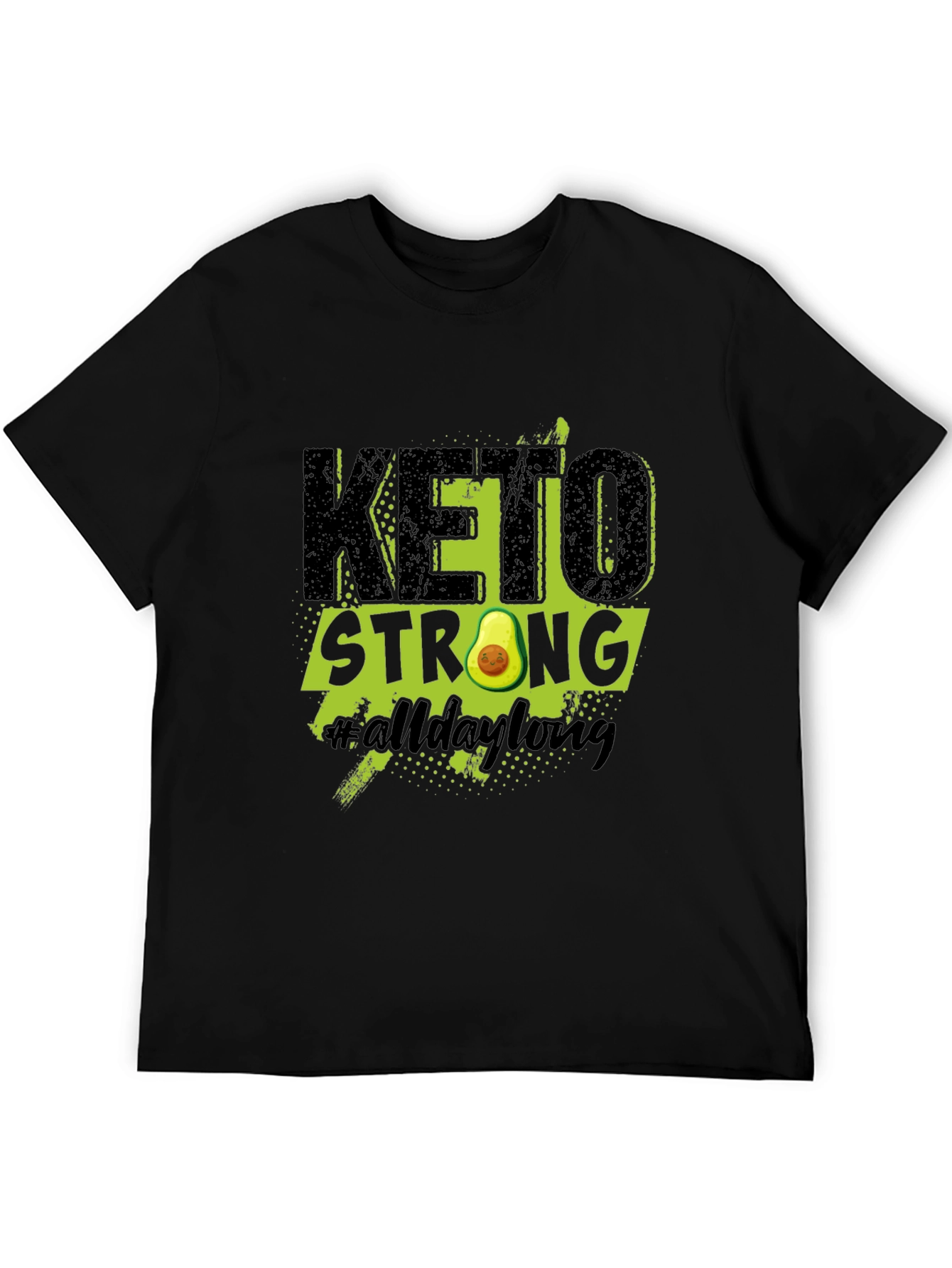 Black Keto Strong Avocado Graphic T-Shirt view 5