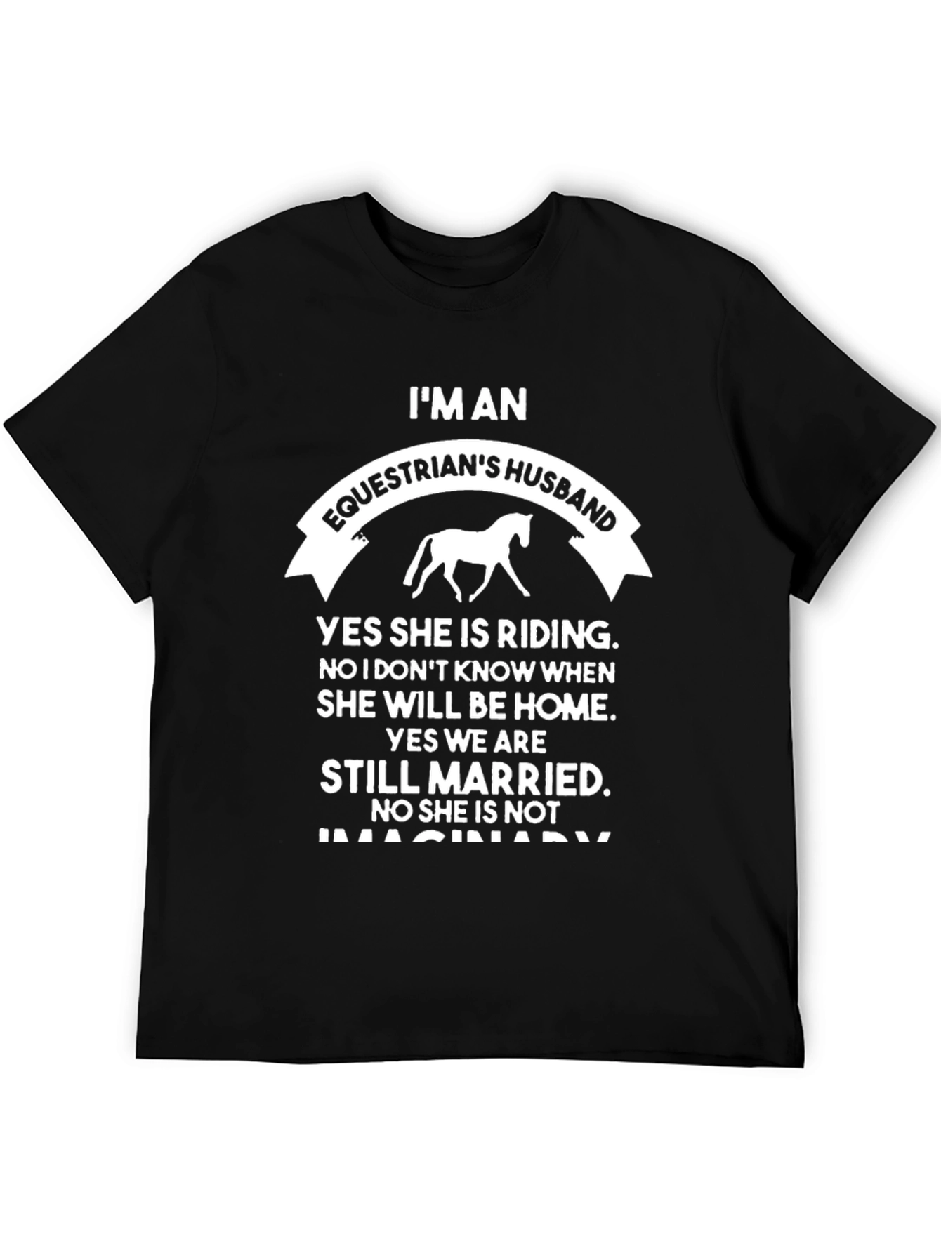 Black Equestrian's Husband Graphic Tee - Funny Horse Lover Gift view 5