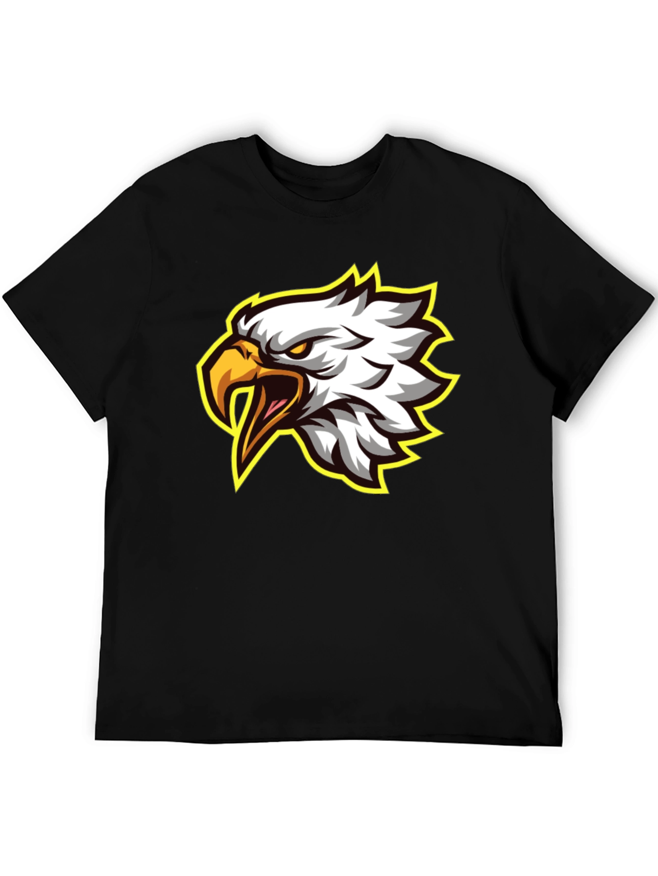 Black Eagle Graphic Tee - Fierce Bird Design Black T-Shirt view 5