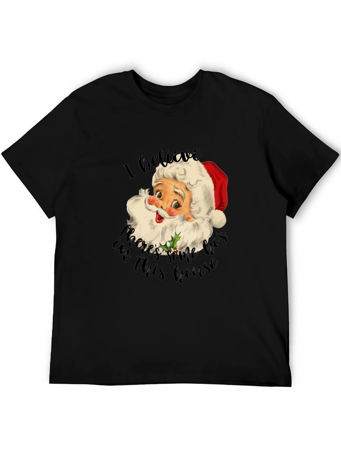 Black Funny Santa HOs Christmas T-Shirt view 5