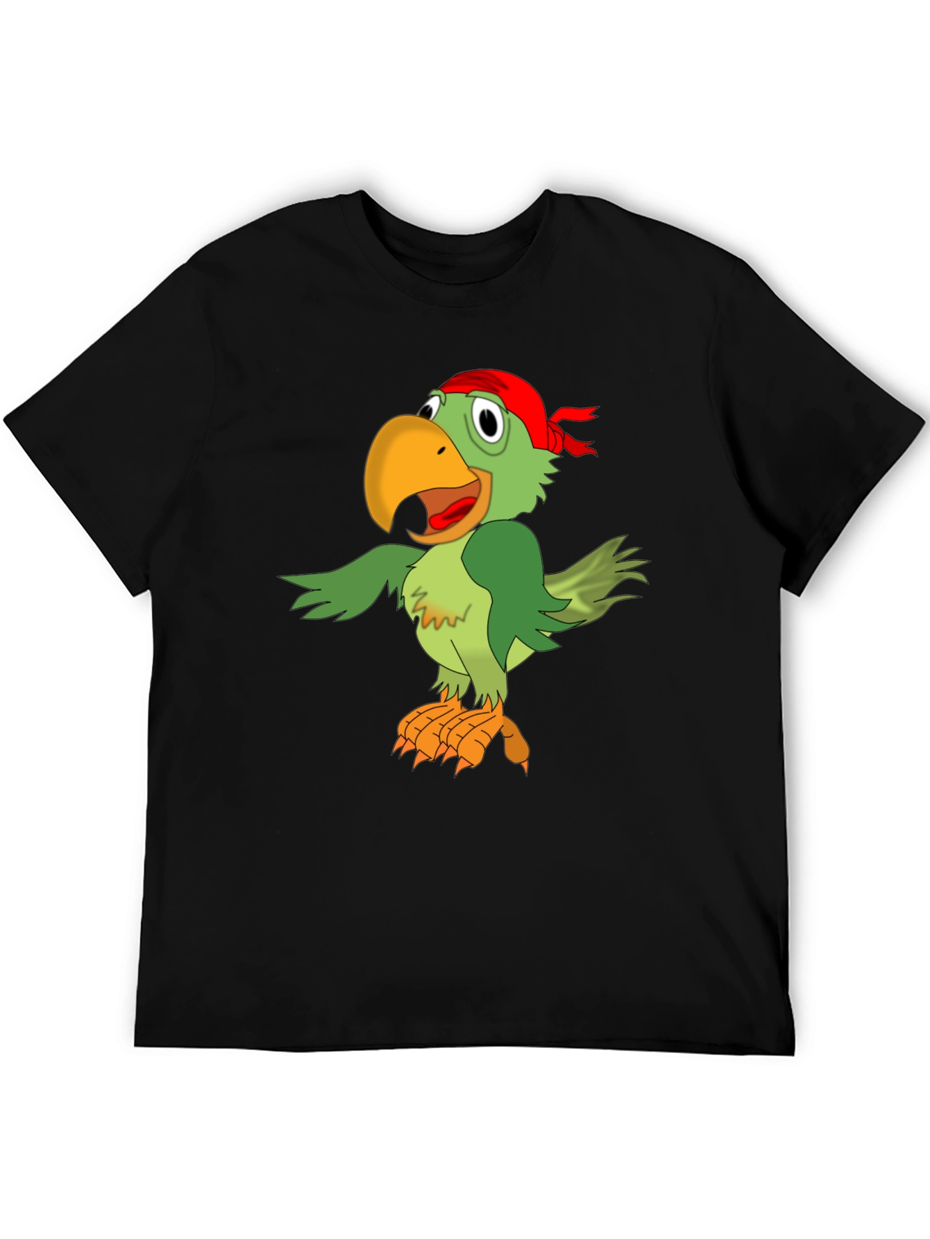 Black Parrot Pirate Graphic Tee - Men's Black T-Shirt view 5