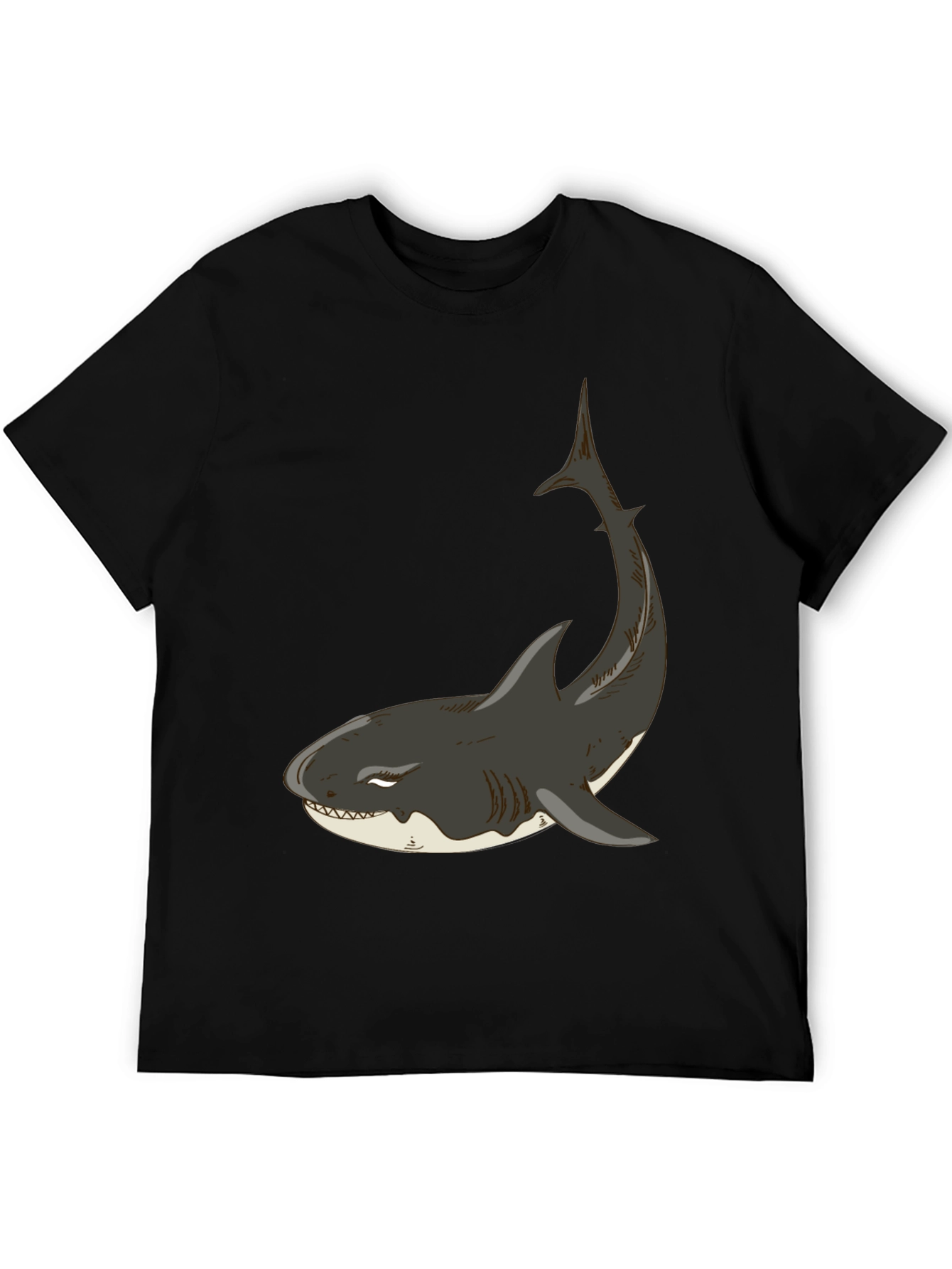 Black Cool Shark Graphic Black T-Shirt view 5