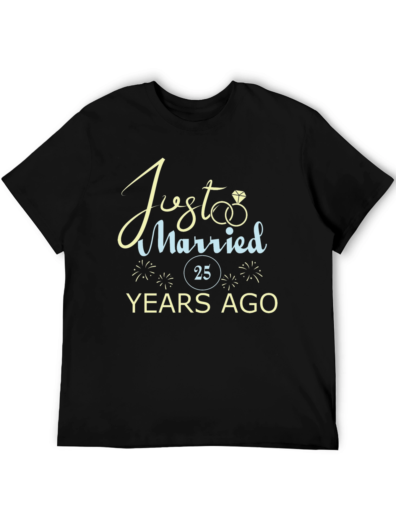 Black Just Married 25 Years Ago Anniversary T-Shirt view 5