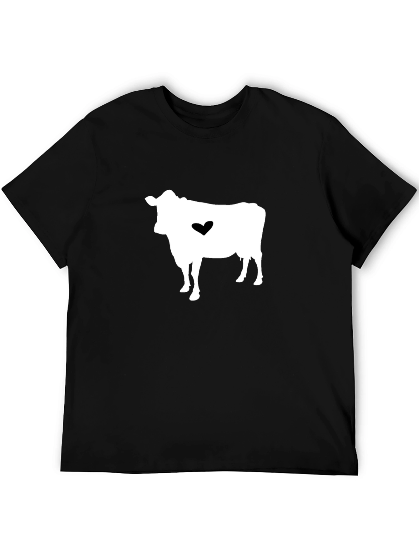Black Cow Heart Graphic T-Shirt - Black Casual Tee view 5