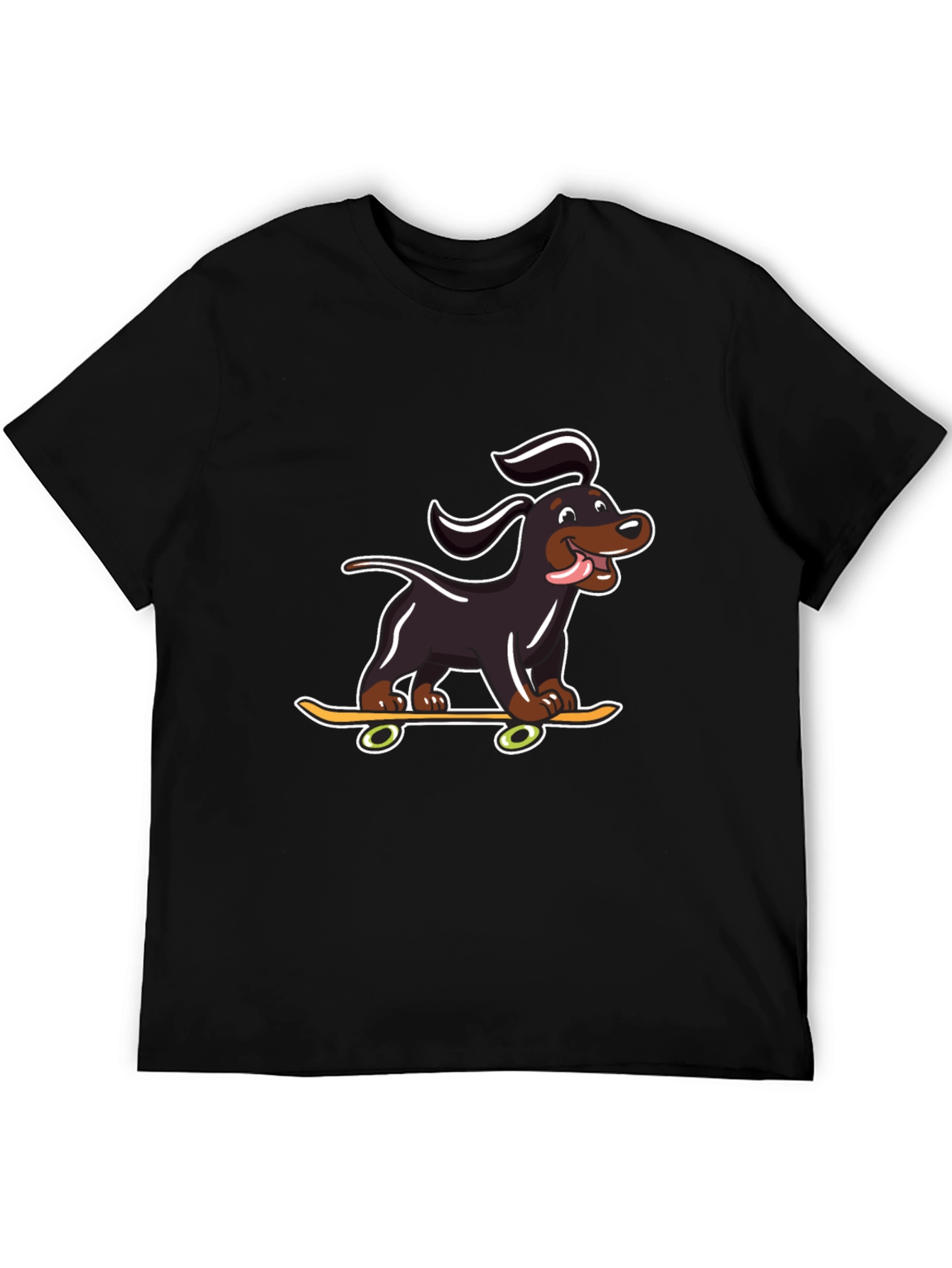Black Skateboarding Dog Graphic T-Shirt view 5
