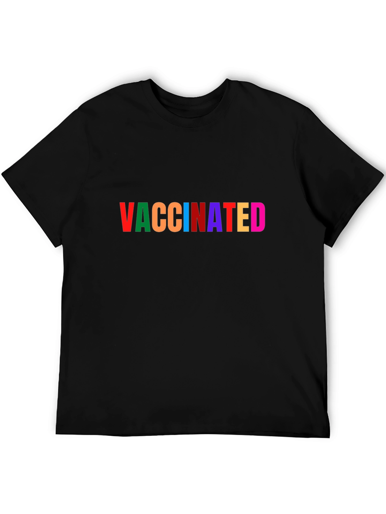 Black Vaccinated Rainbow Text Black T-Shirt view 5