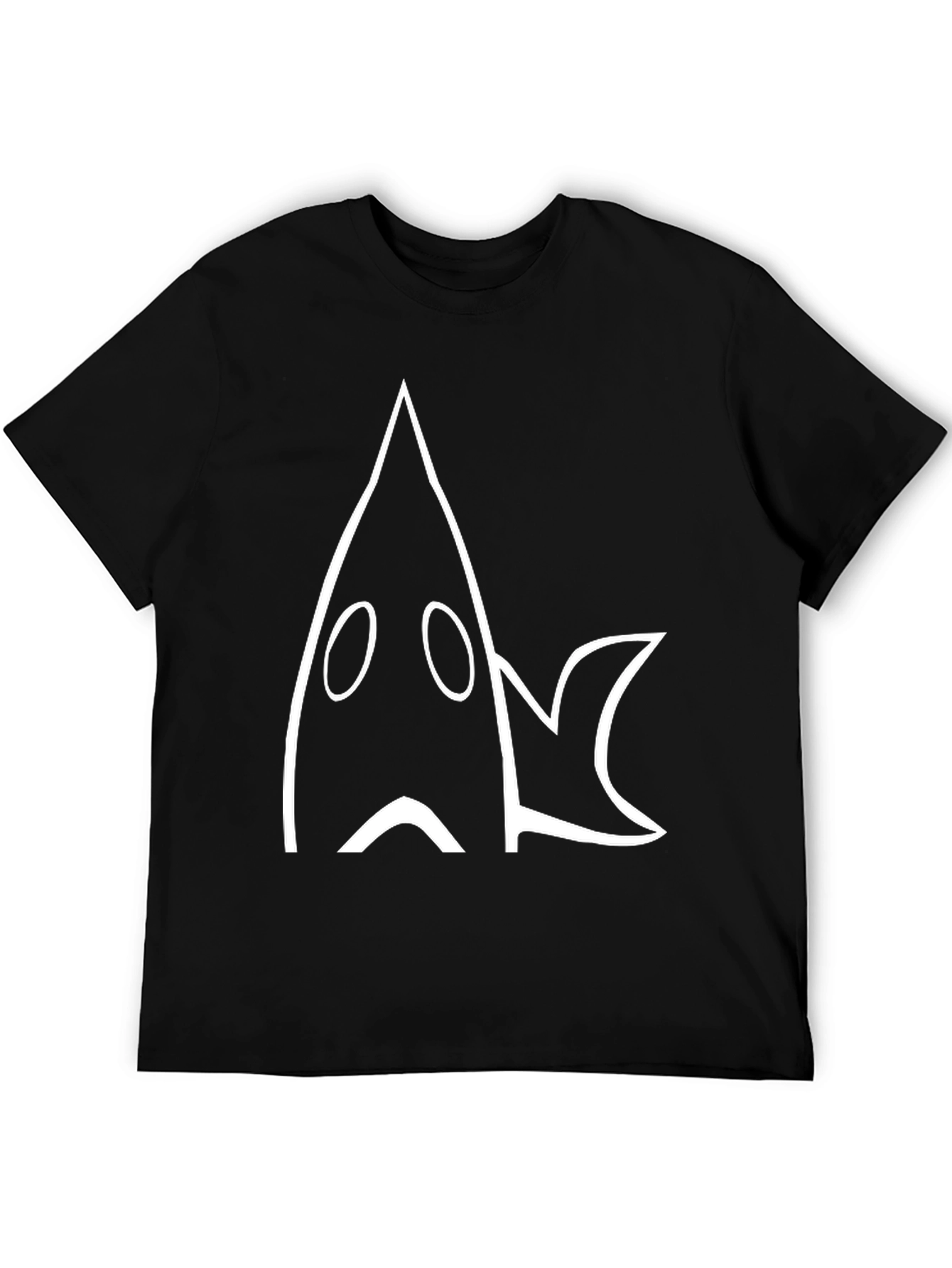 Black Cool Black T-Shirt with Abstract White Shark Design view 5