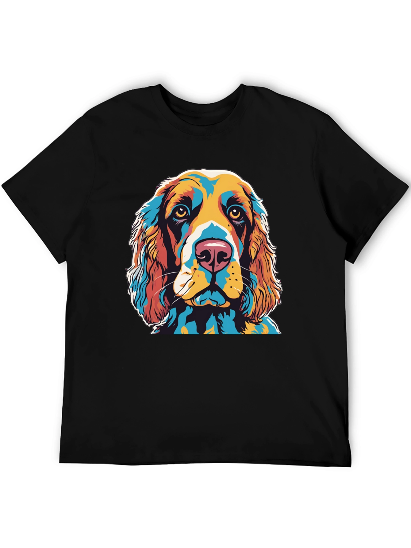 Black Colorful Dog Portrait Graphic T-Shirt view 5