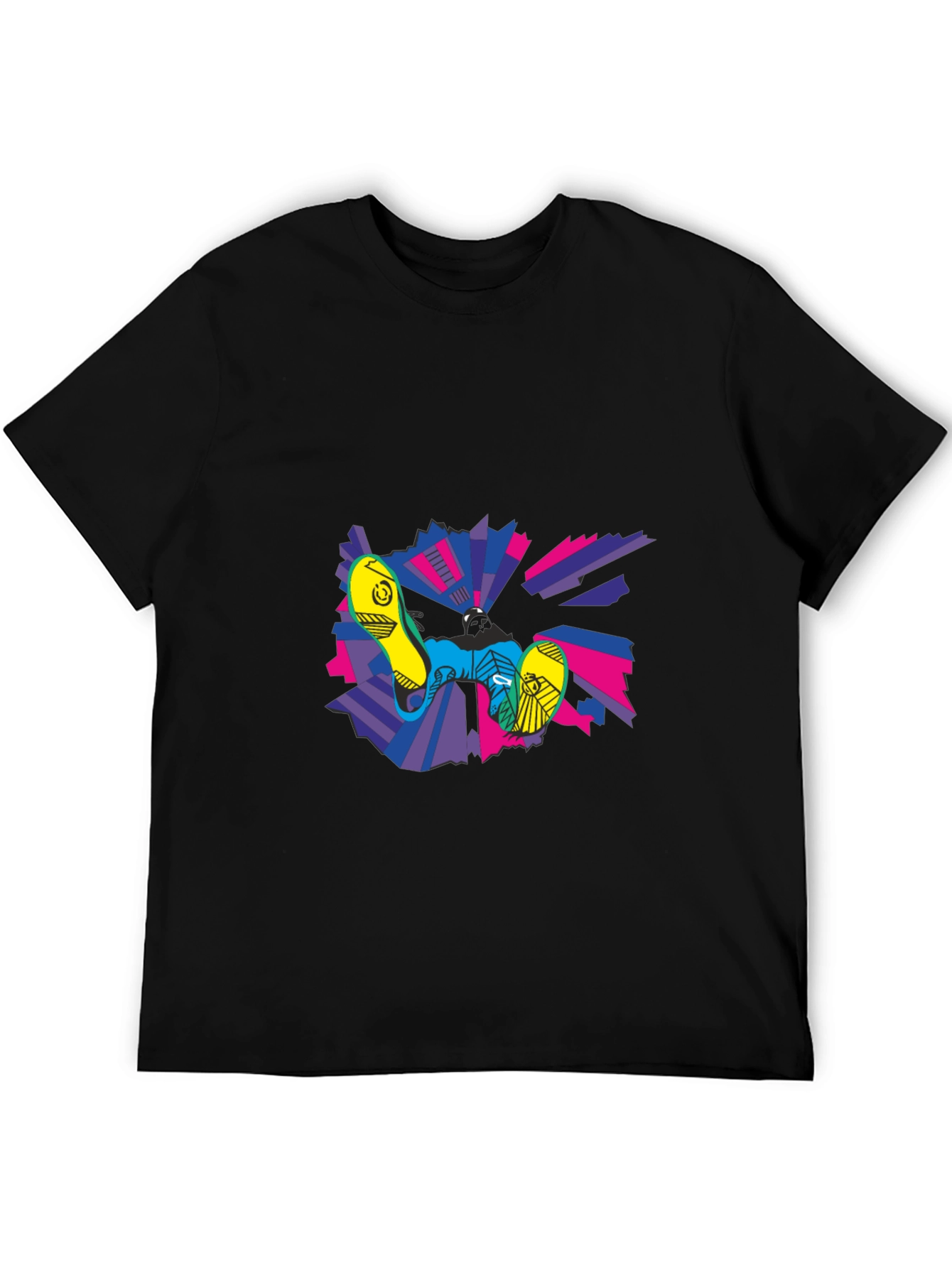 Black Abstract Graphic Print Crew Neck T-Shirt view 5