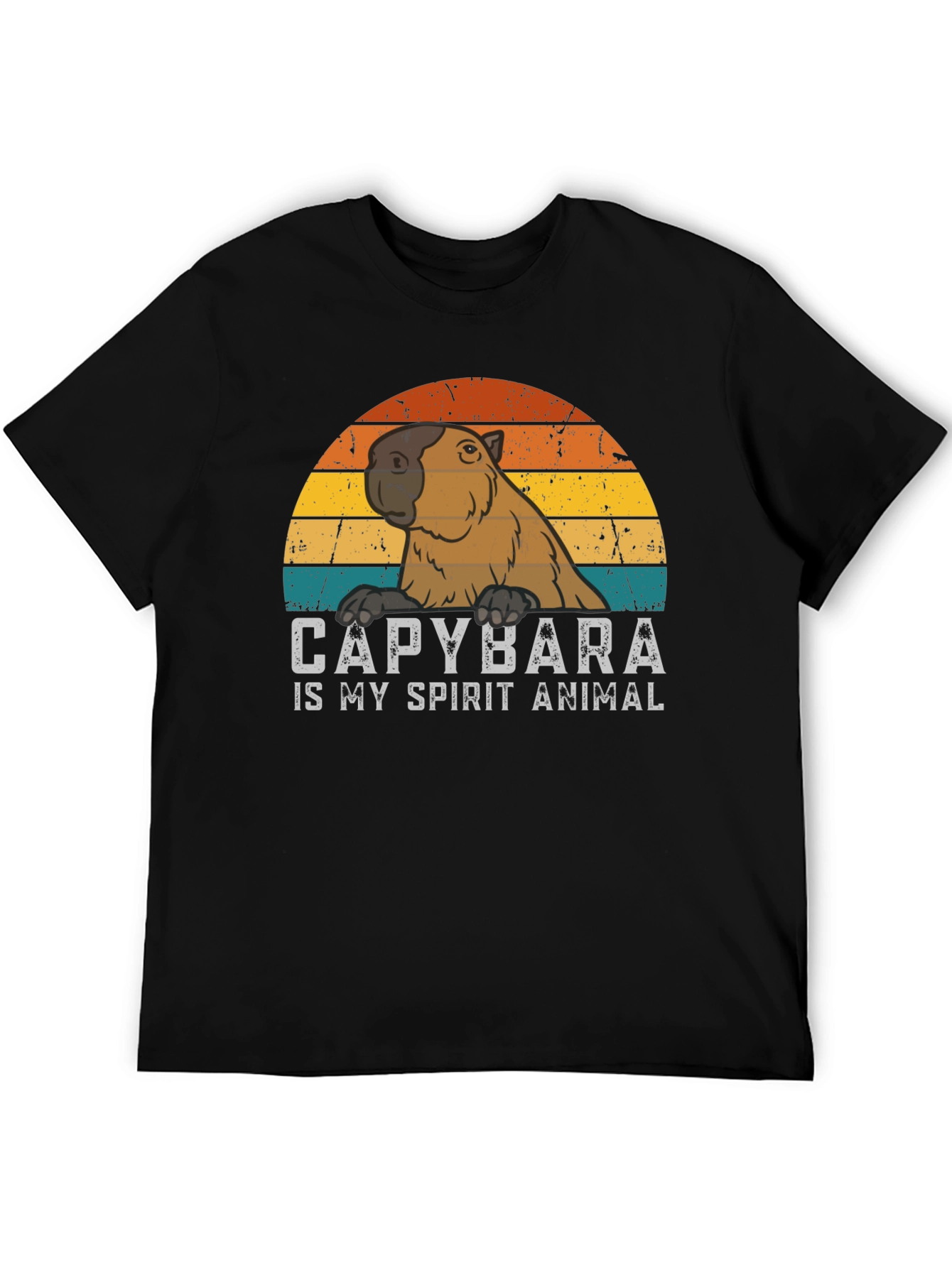 Black Capybara Spirit Animal Graphic Tee - Cool Retro Design view 5