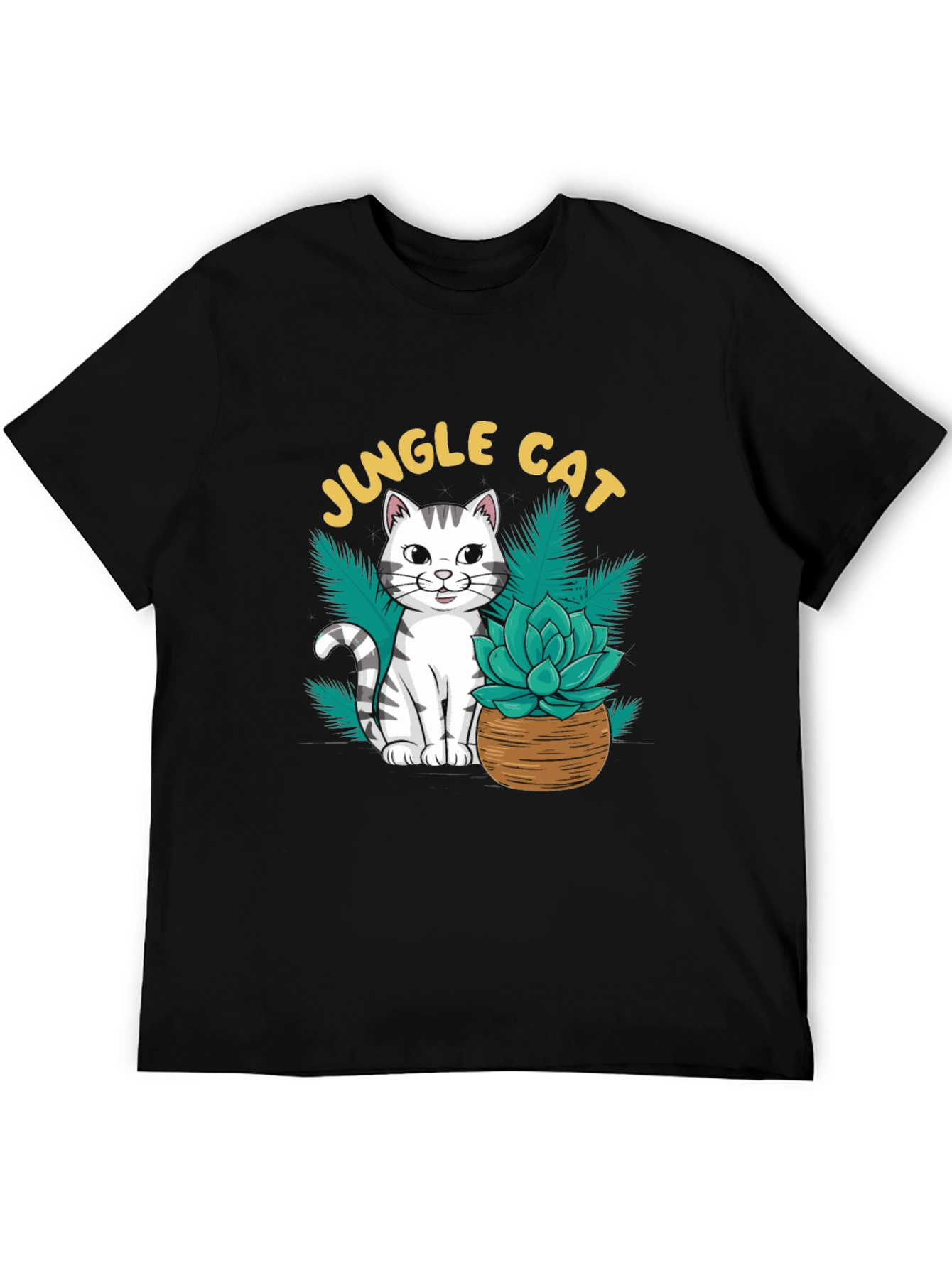 Black Jungle Cat Graphic T-Shirt - Cool Cat Lover Tee view 5