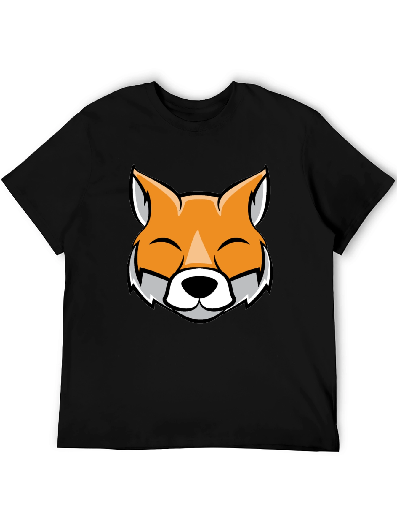 Black Fox Face Graphic Black T-Shirt view 5