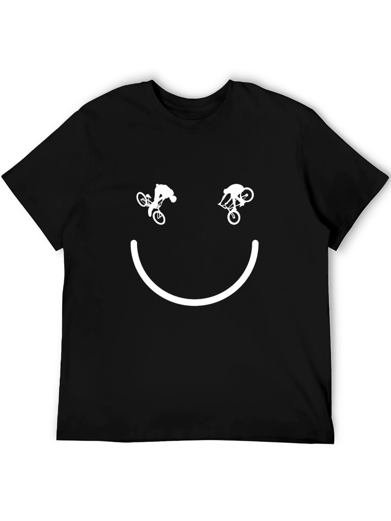 Black Smiley Face Mountain Biker T-Shirt - Black view 5
