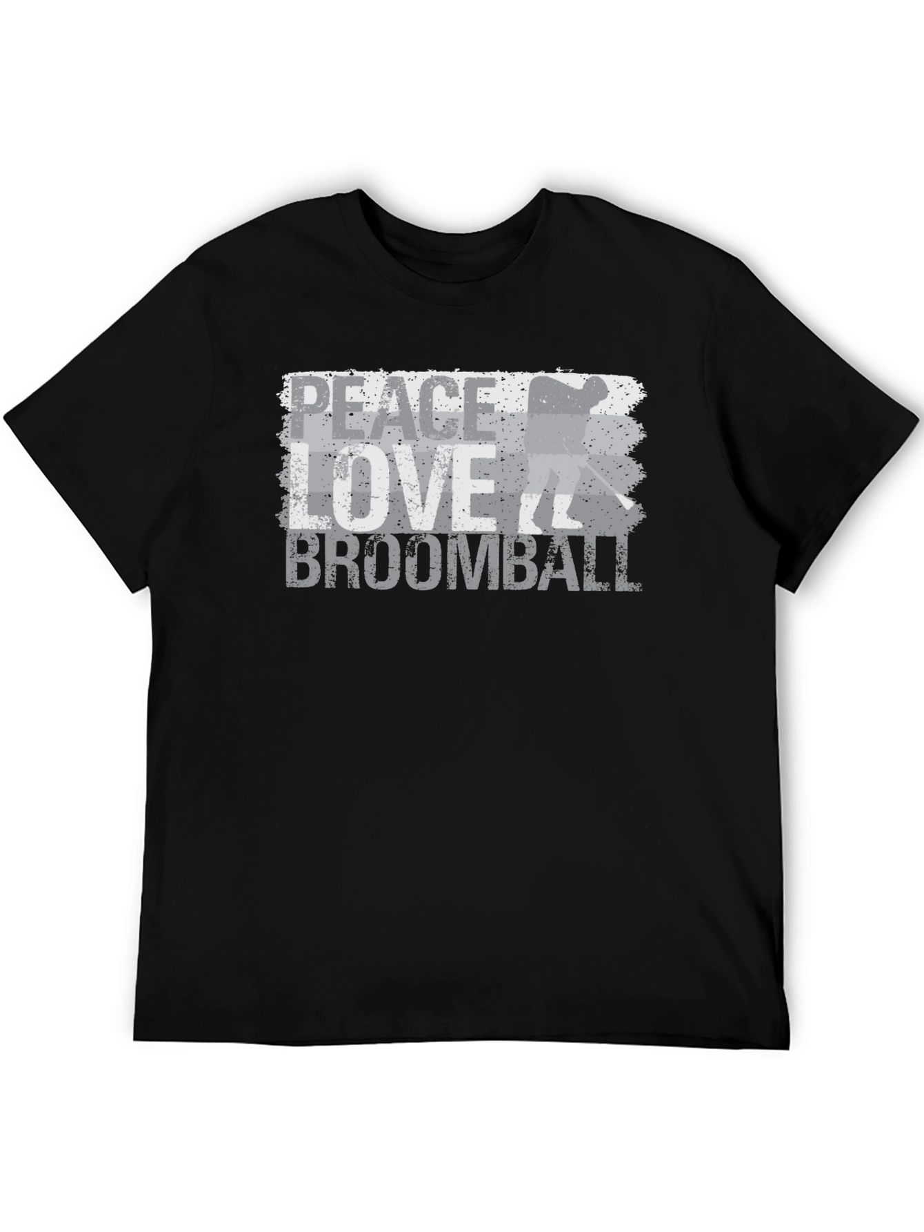 Black Peace Love Broomball T-Shirt - Distressed Graphic Tee view 5