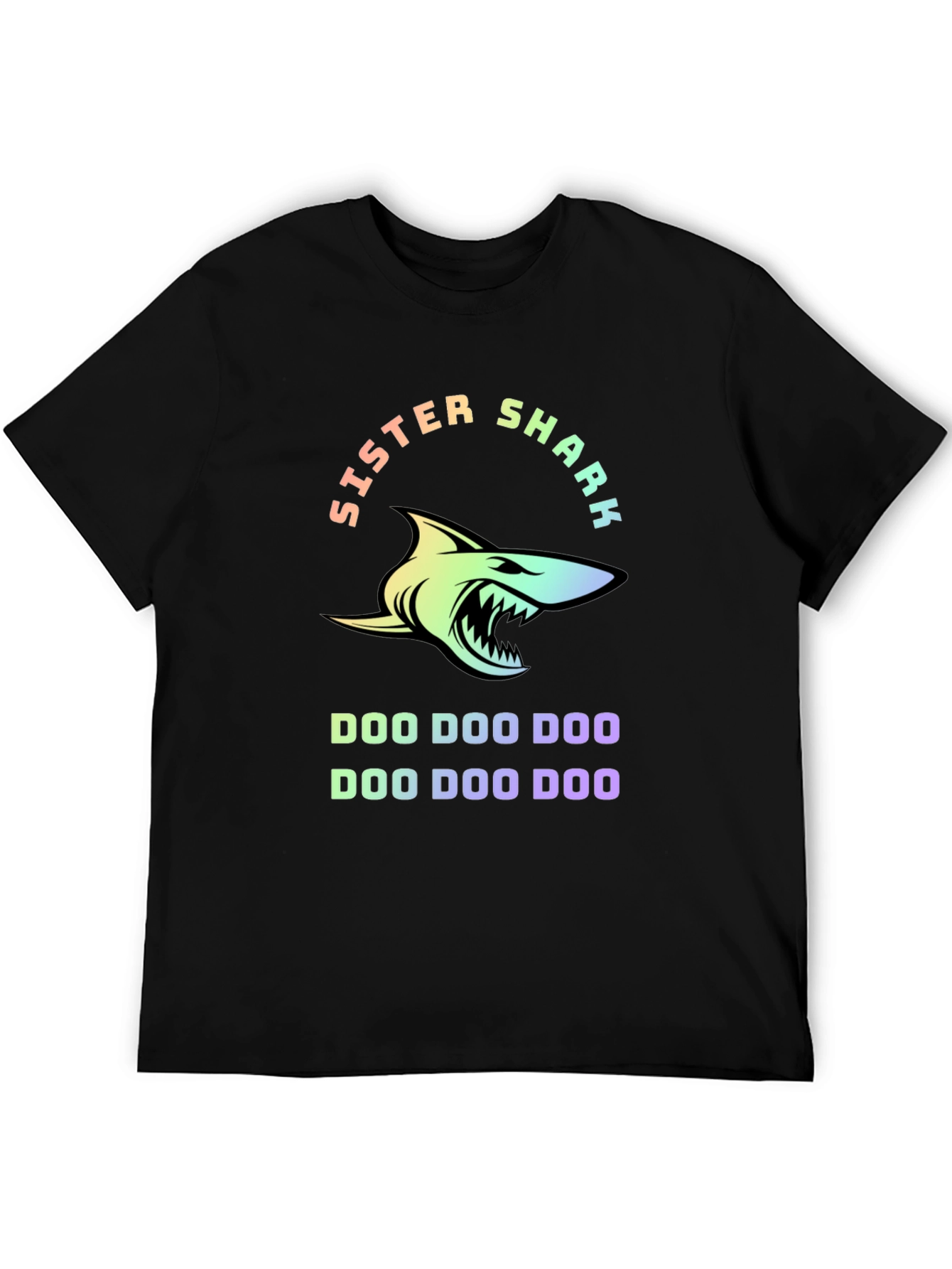 Black Sister Shark Doo Doo Doo T-Shirt - Fun Family Apparel view 5