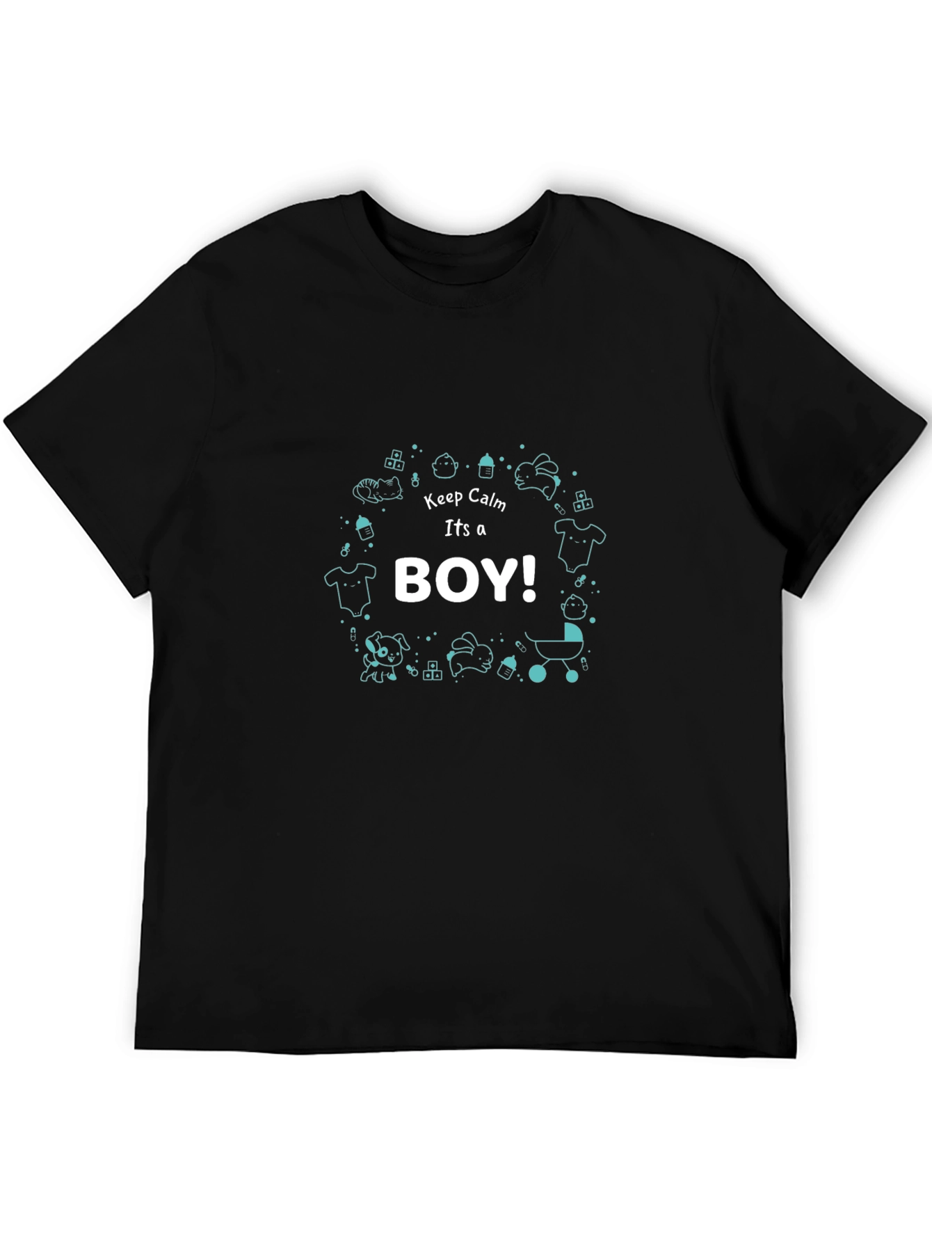 Black Keep Calm It's a Boy T-Shirt view 5