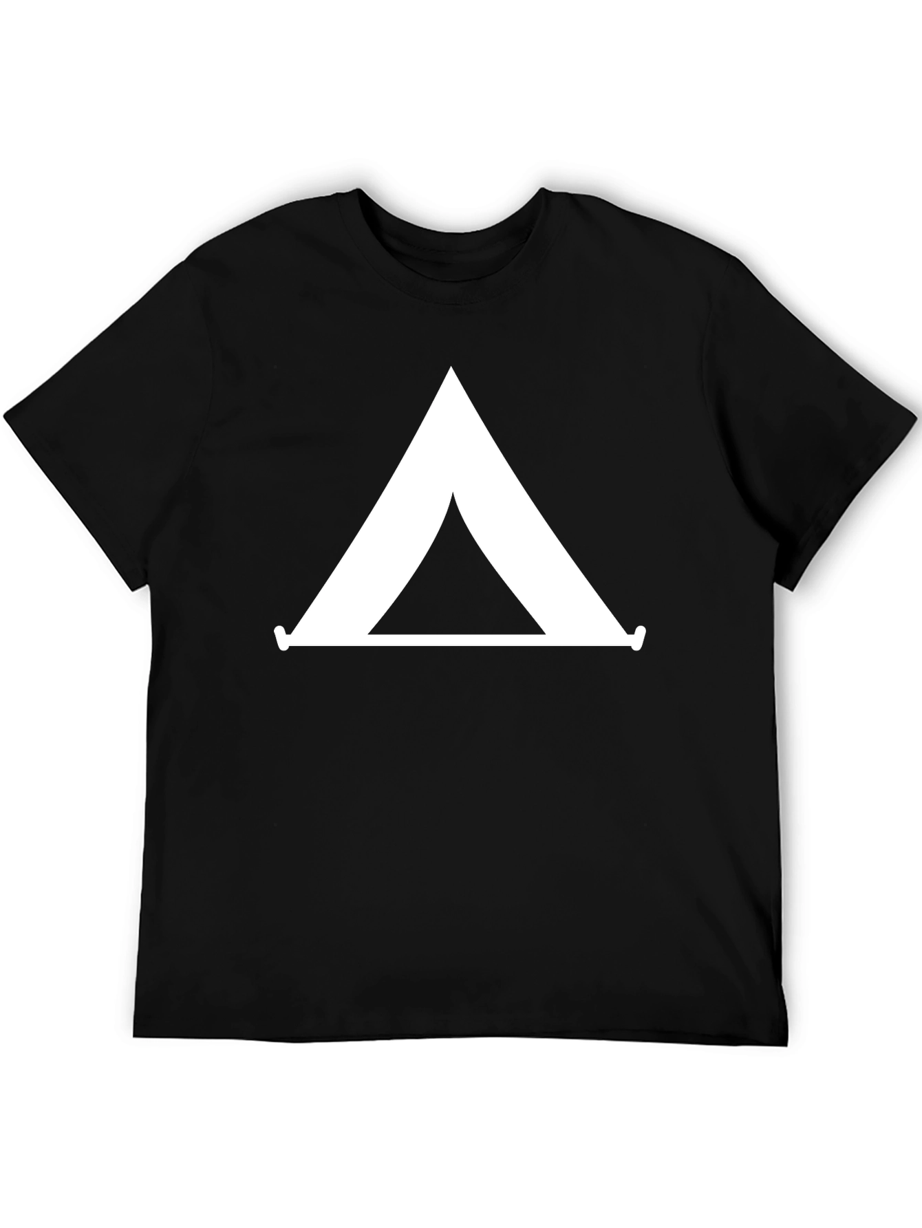 Black Minimalist Camping Tent Graphic Tee - Black Cotton T-Shirt view 5