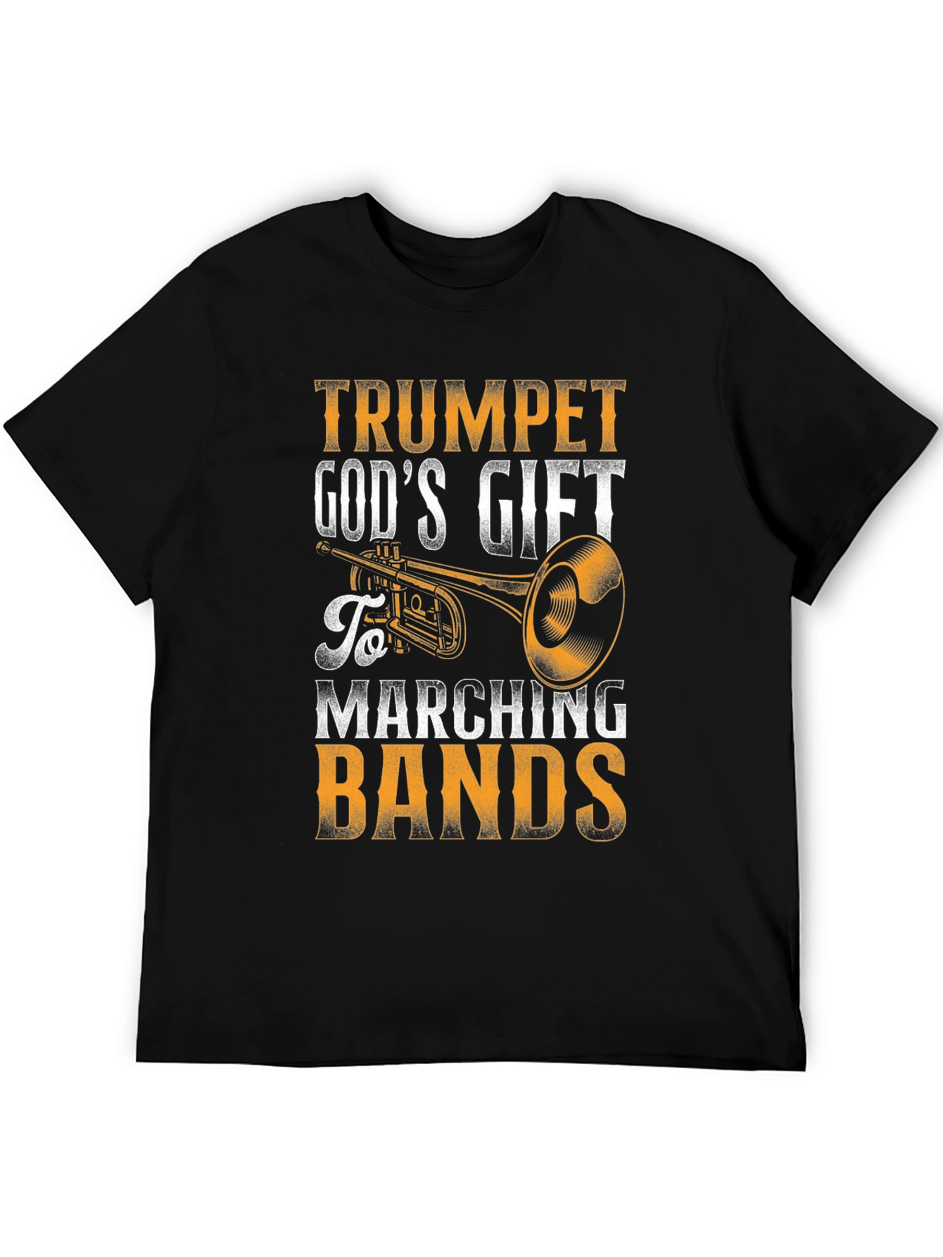 Black Trumpet God's Gift Marching Bands Black T-Shirt view 5