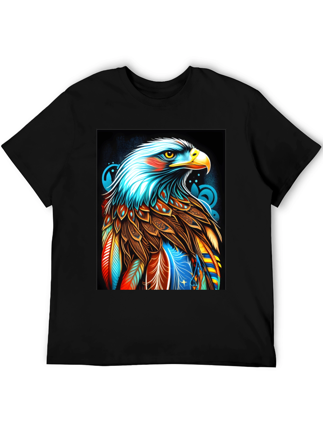 Black Colorful Eagle Graphic Black T-Shirt view 5
