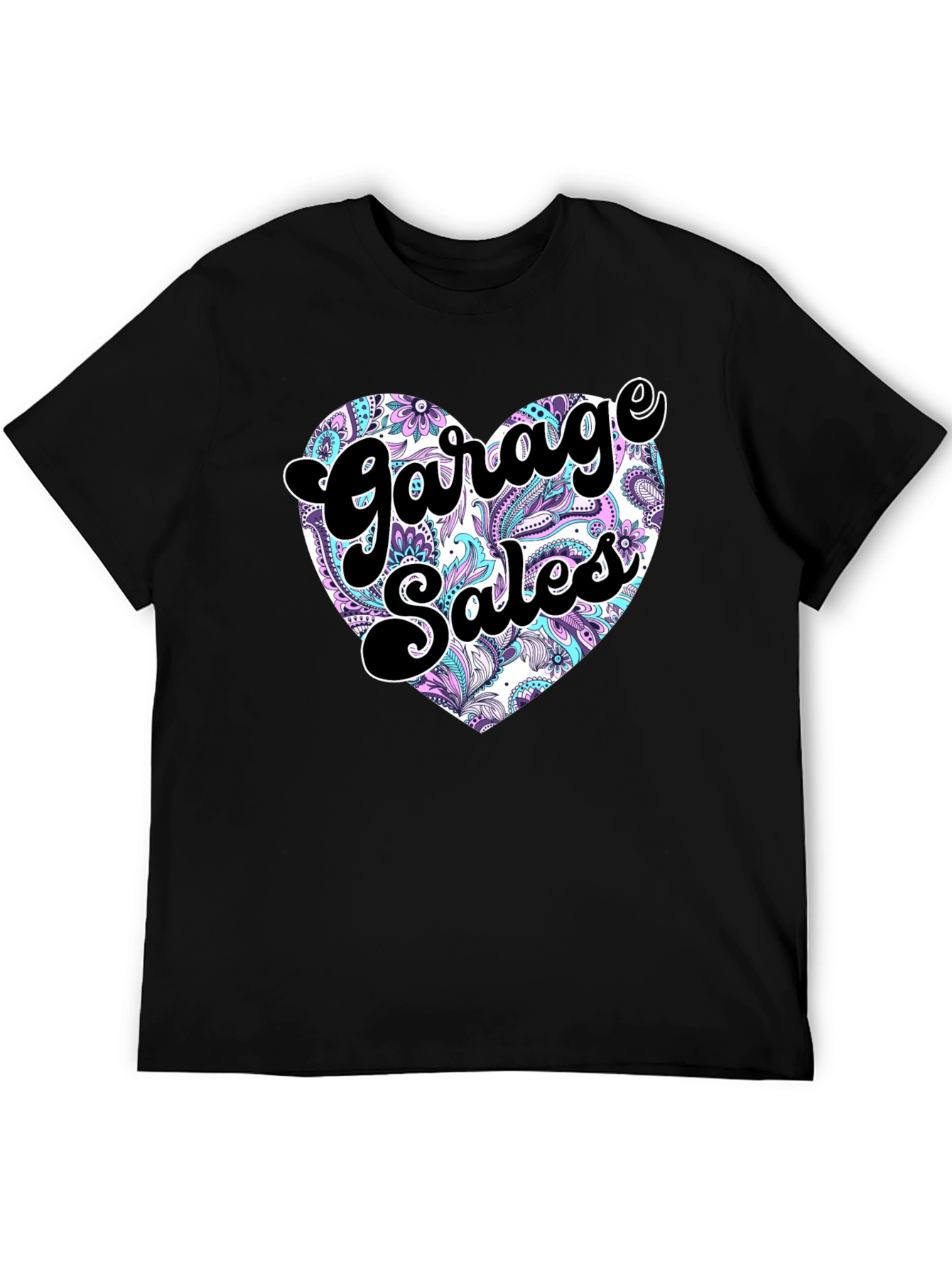 Black Garage Sales Heart Graphic Tee view 5