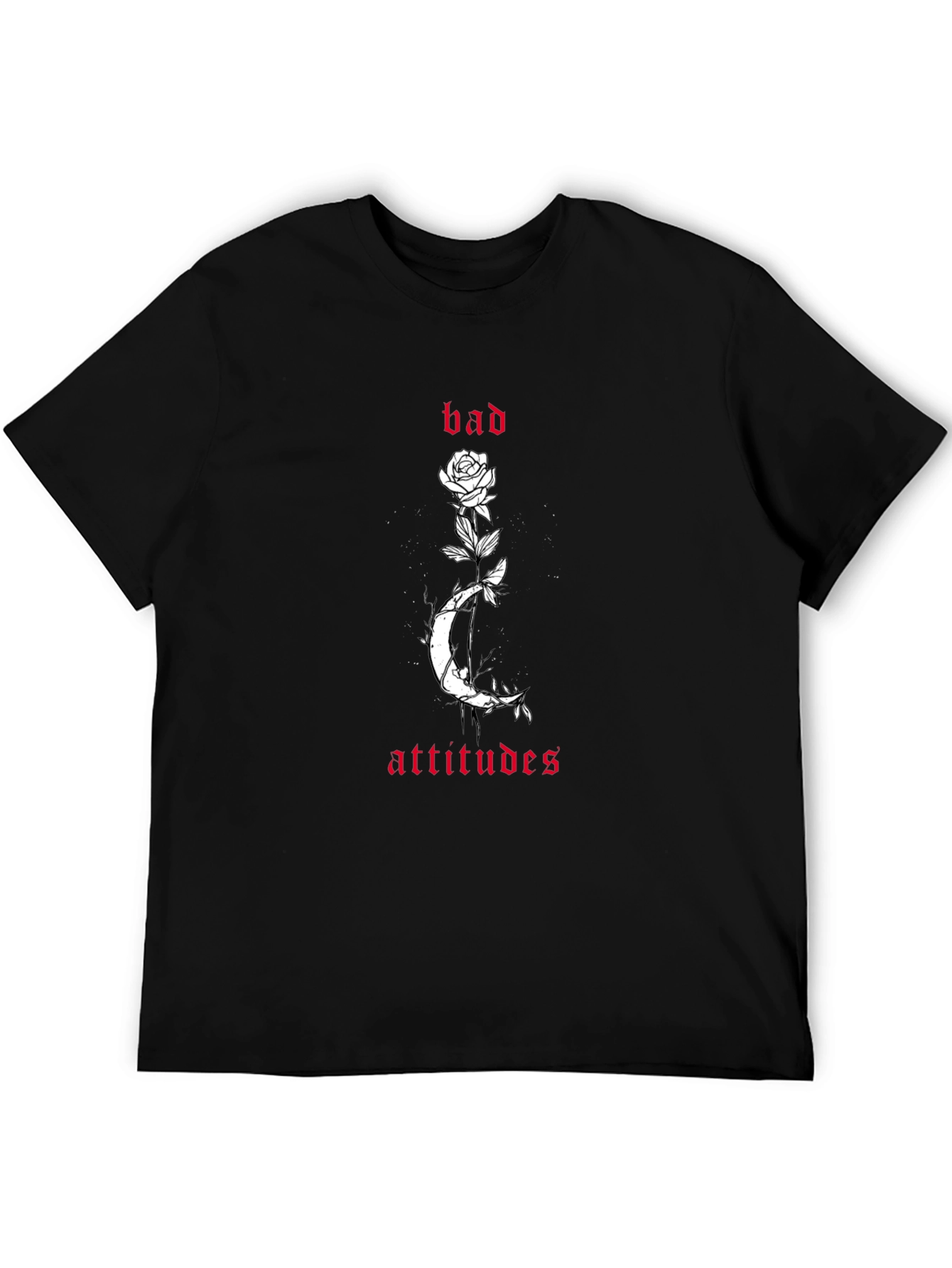 Black Bad Attitudes Rose Moon Graphic Tee view 5