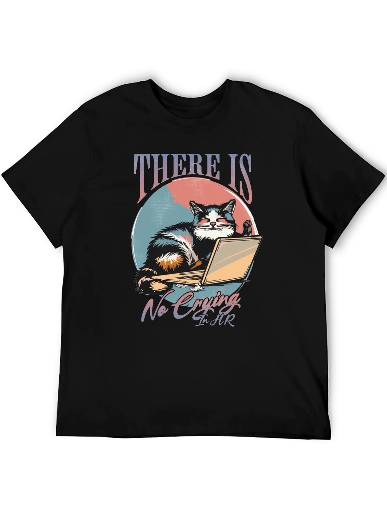 Black There Is No Crying In HR Cat T-Shirt view 5