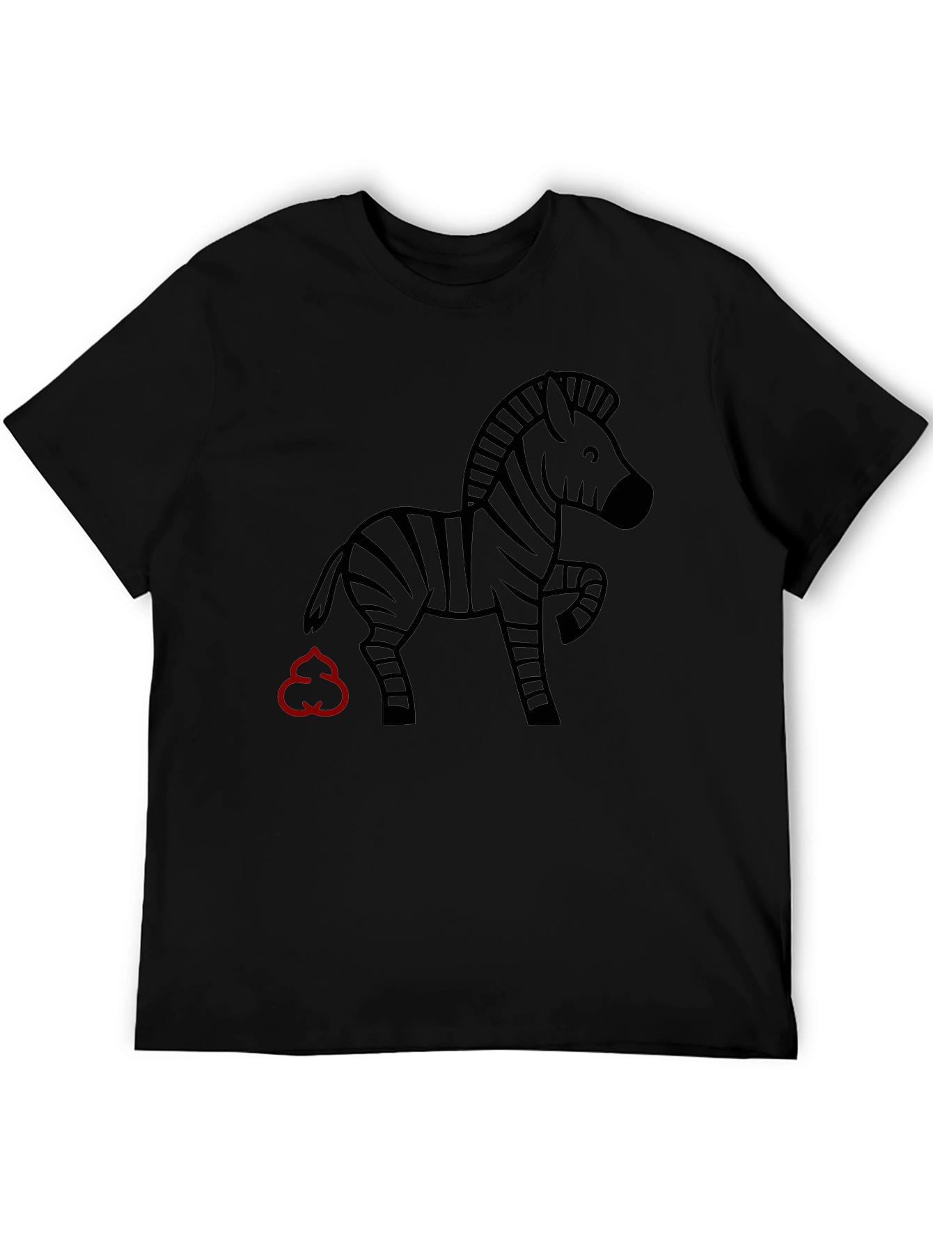 Black Funny Zebra Graphic Black T-Shirt view 5