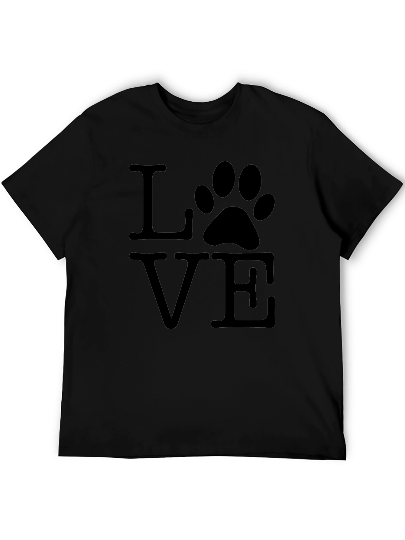 Black Love Paw Print Graphic T-Shirt - Casual Wear view 5