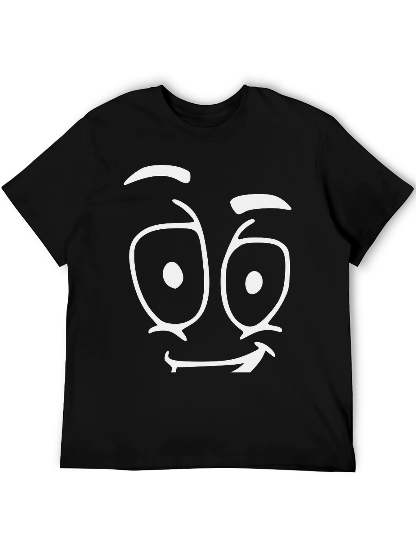 Black Funny Face Graphic Tee - Black Cotton T-Shirt view 5