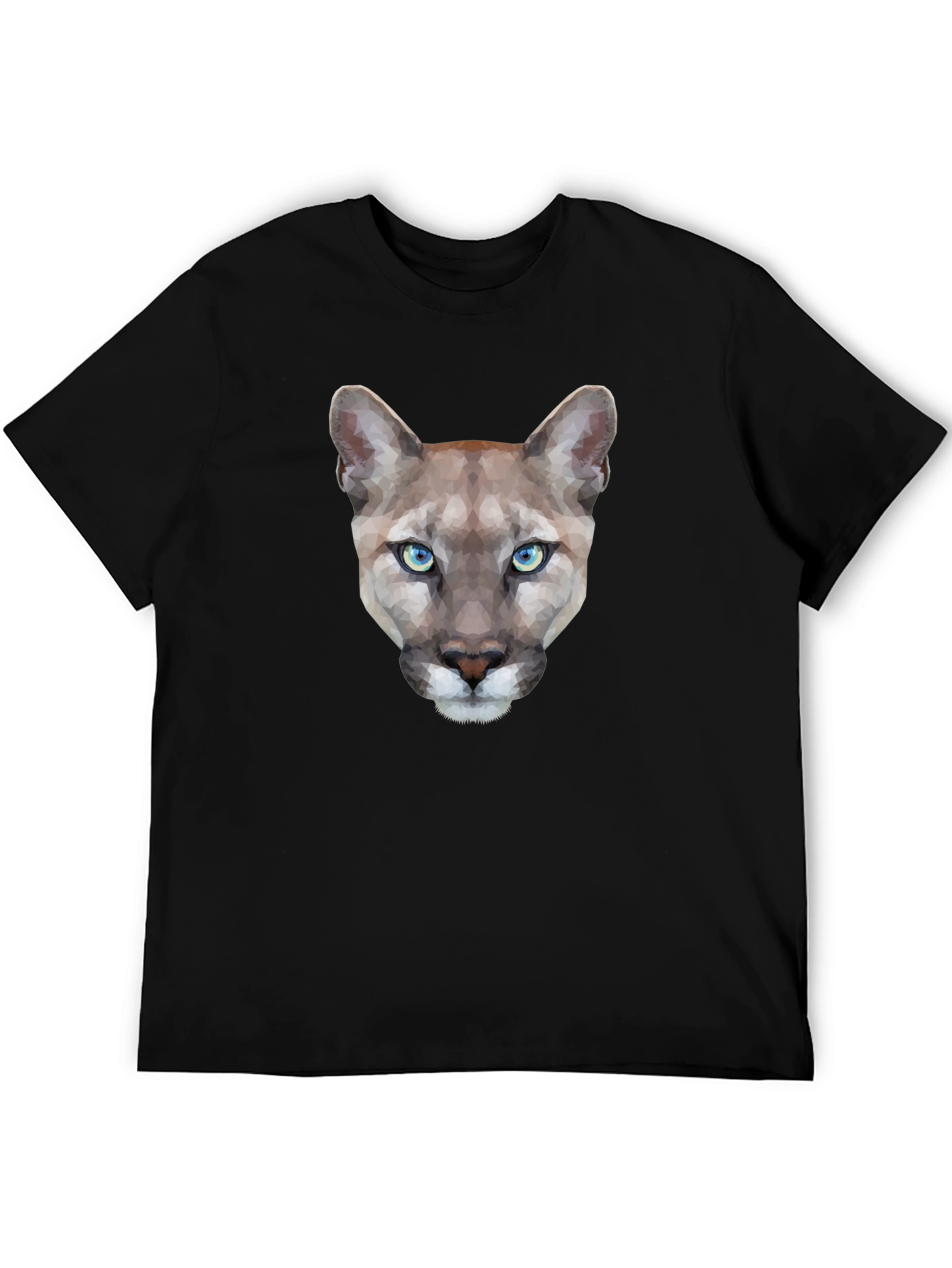 Black Geometric Mountain Lion T-Shirt view 5